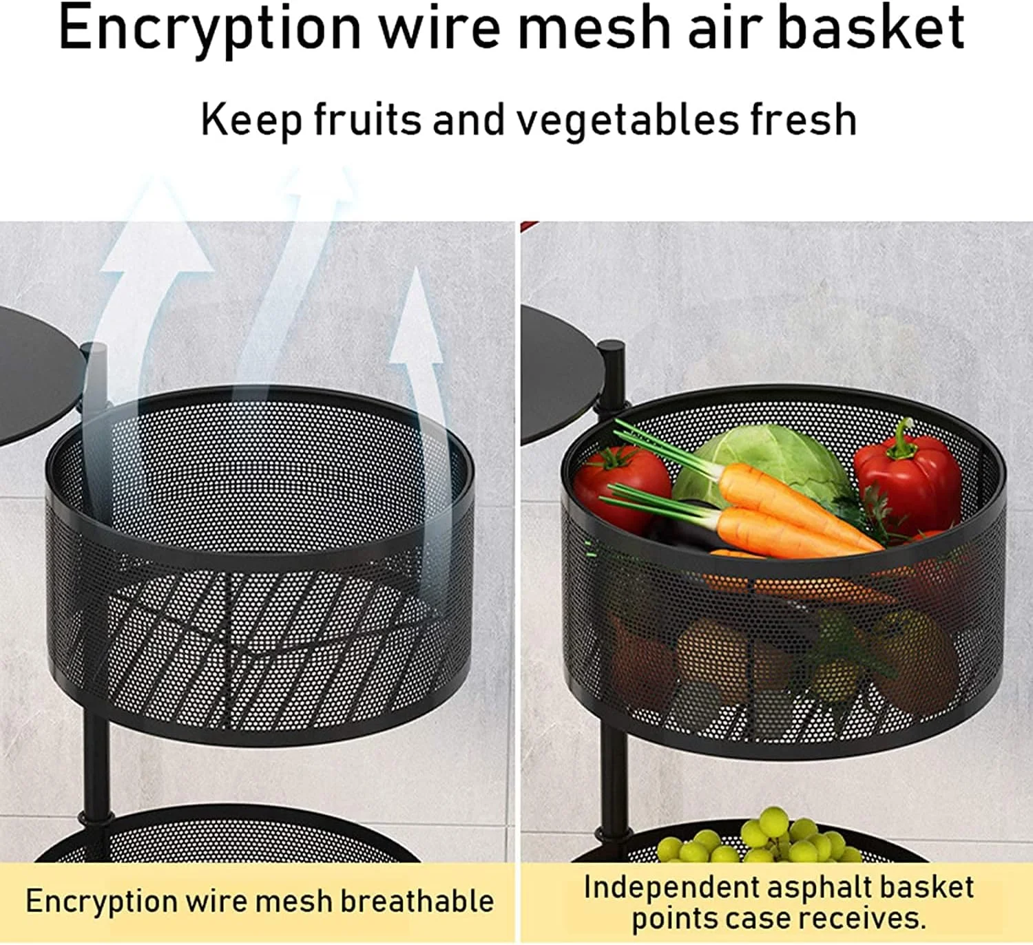 قفسه ذخیره سازی چند لایه آشپزخانه LIYING، چرخان فولادی گرد با 4 چرخ متحرک، ذخیره سازی آشپزخانه برای میوه و سبزیجات ایستاده (5 طبقه مشکی) قفسه ذخیره سازی چند لایه آشپزخانه LIYING، چرخان فولادی گرد با 4 چرخ متحرک، ذخیره سازی آشپزخانه برای میوه و سبزیجات ایستاده (5 طبقه مشکی)