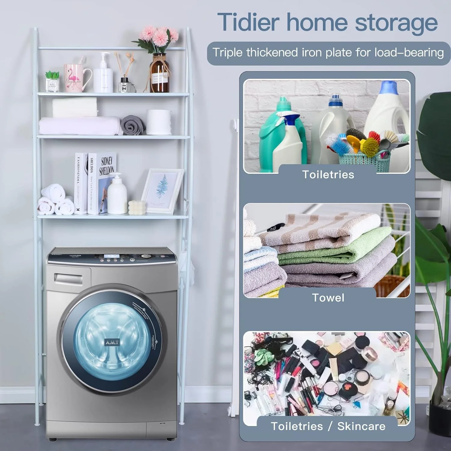 قفسه ذخیره سازی ماشین لباسشویی SKY-TOUCH، 3 طبقه، قفسه های حمام، قفسه توالت صرفه جویی در فضا، قفسه ذخیره سازی حمام با مونتاژ آسان بدون نیاز به سوراخ کاری، سفید، 25x65x166 سانتی متر قفسه ذخیره سازی ماشین لباسشویی SKY-TOUCH، 3 طبقه، قفسه های حمام، قفسه توالت صرفه جویی در فضا، قفسه ذخیره سازی حمام با مونتاژ آسان بدون نیاز به سوراخ کاری، سفید، 25x65x166 سانتی متر