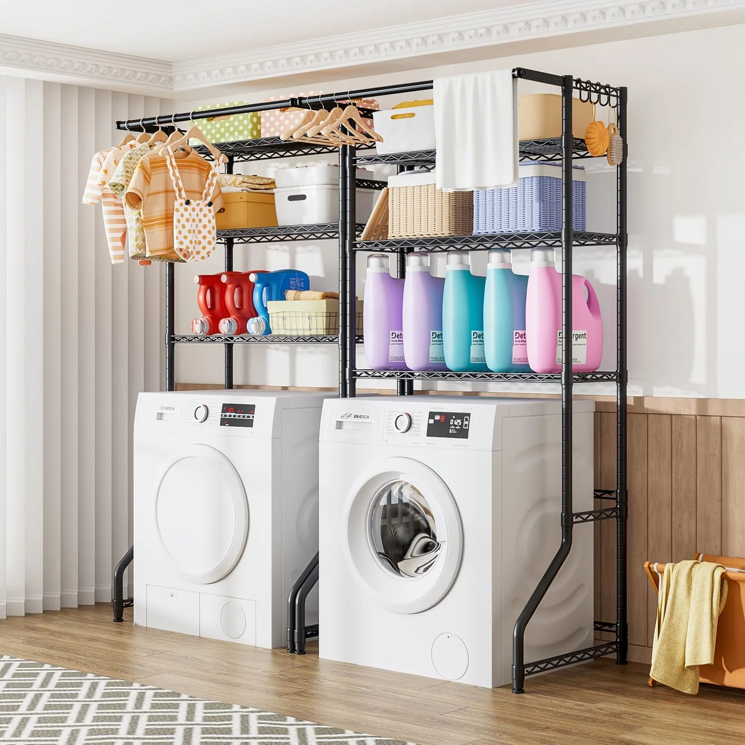 قفسه ذخیره سازی بالای ماشین لباسشویی و خشک کن Forthcan، قفسه ایستاده 3 طبقه سازمان دهنده اتاق لباسشویی، قفسه صرفه جویی در فضای ذخیره سازی حمام با میله خشک کن لباس، 33.9 اینچ عرض × 19.7 اینچ عمق × 77.6 اینچ ارتفاع (مشکی، بزرگ) قفسه ذخیره سازی بالای ماشین لباسشویی و خشک کن Forthcan، قفسه ایستاده 3 طبقه سازمان دهنده اتاق لباسشویی، قفسه صرفه جویی در فضای ذخیره سازی حمام با میله خشک کن لباس، 33.9 اینچ عرض × 19.7 اینچ عمق × 77.6 اینچ ارتفاع (مشکی، بزرگ)