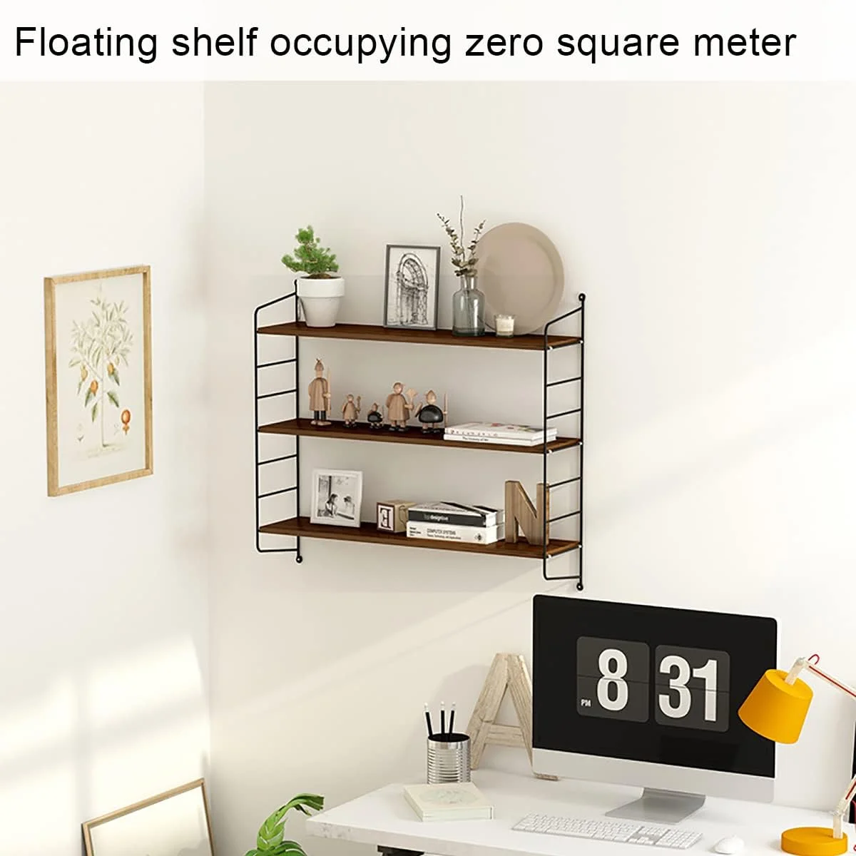 شلف دیواری شناور Cestbella، قفسه کتاب چوبی 3 طبقه به سبک صنعتی، تخته ذخیره سازی شناور، قفسه آویز دیواری برای اتاق نشیمن، اتاق خواب، آشپزخانه، حمام 60x20x75 سانتی متر