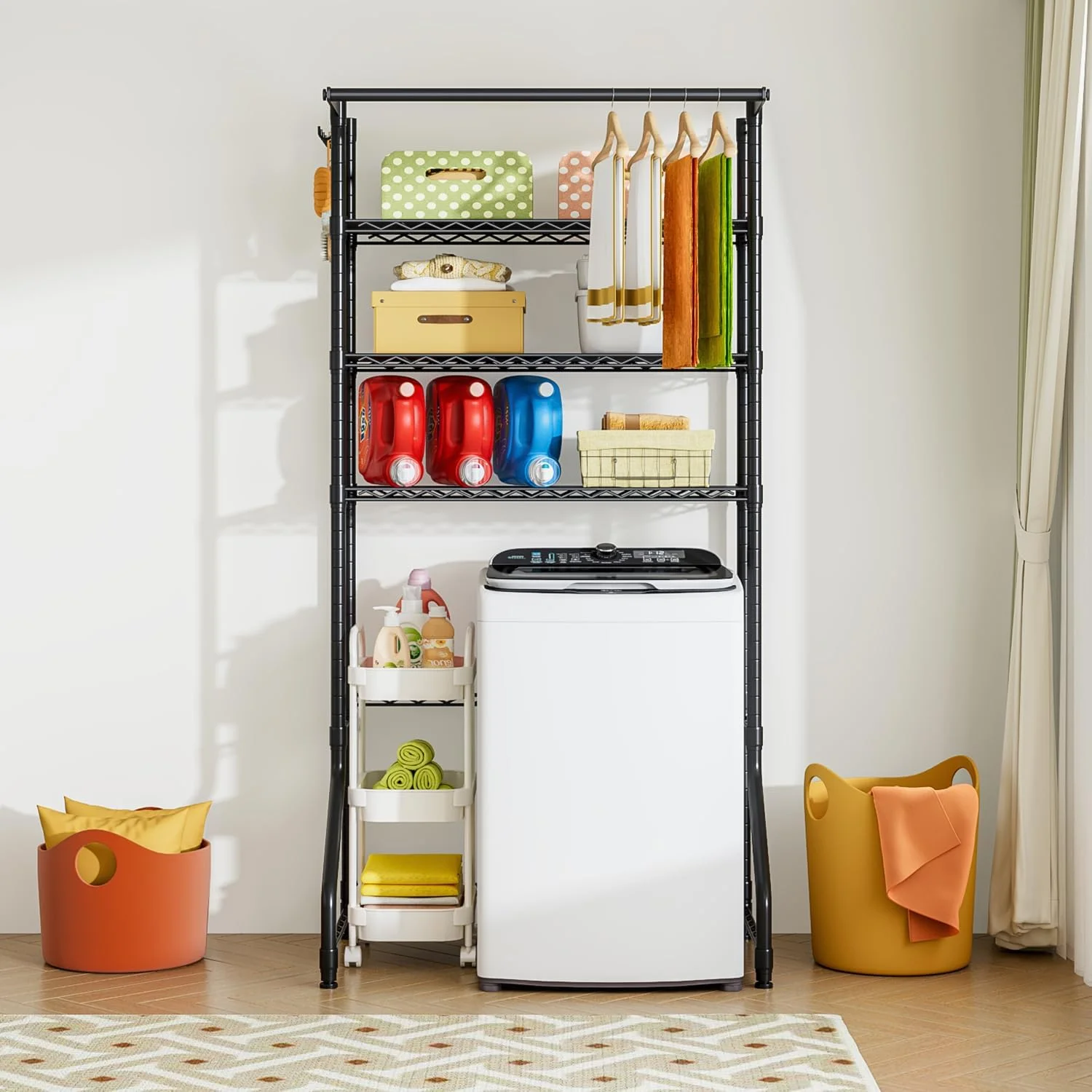 قفسه ذخیره سازی بالای ماشین لباسشویی و خشک کن Forthcan، قفسه ایستاده 3 طبقه سازمان دهنده اتاق لباسشویی، قفسه صرفه جویی در فضای ذخیره سازی حمام با میله خشک کن لباس، 33.9 اینچ عرض × 19.7 اینچ عمق × 77.6 اینچ ارتفاع (مشکی، بزرگ) قفسه ذخیره سازی بالای ماشین لباسشویی و خشک کن Forthcan، قفسه ایستاده 3 طبقه سازمان دهنده اتاق لباسشویی، قفسه صرفه جویی در فضای ذخیره سازی حمام با میله خشک کن لباس، 33.9 اینچ عرض × 19.7 اینچ عمق × 77.6 اینچ ارتفاع (مشکی، بزرگ)