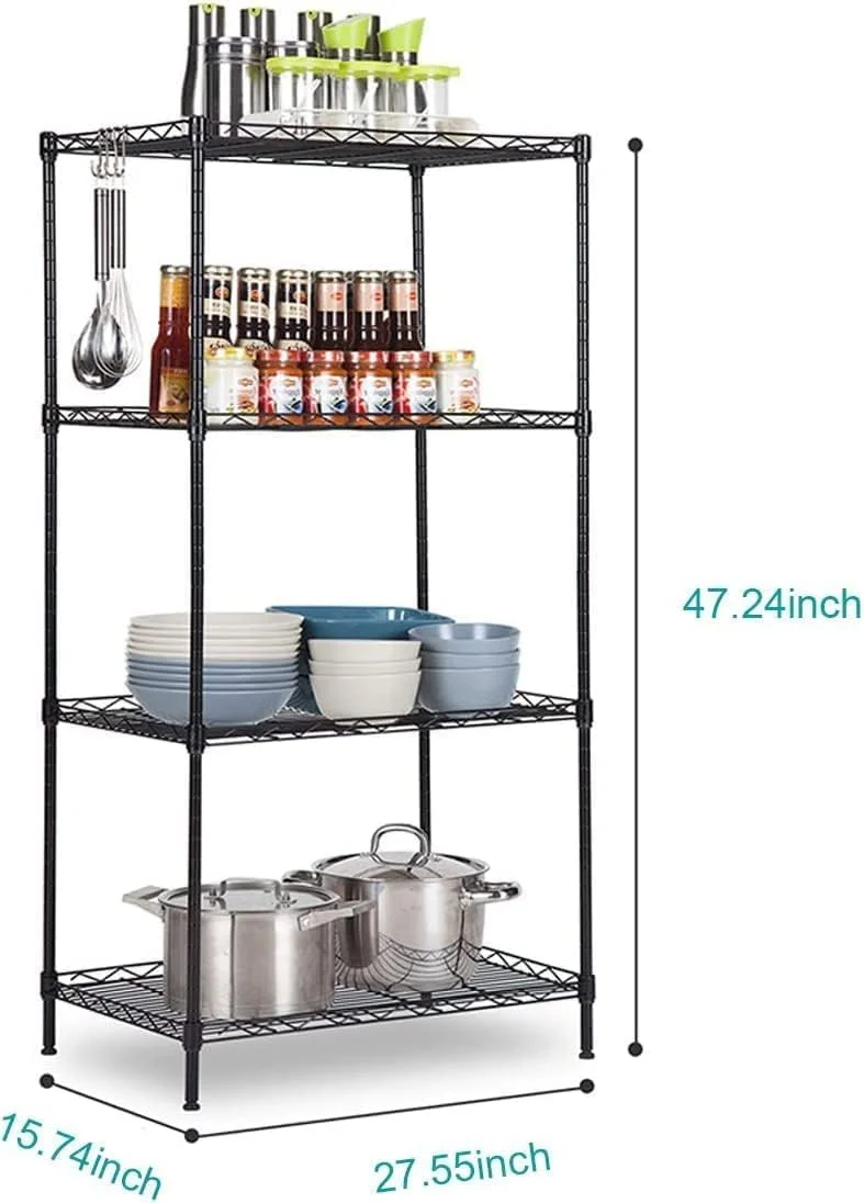 قفسه 4 طبقه فورثکن، واحد قفسه بندی فولادی کربنی، قفسه سیمی سنگین قابل تنظیم، قفسه های فلزی با ارتفاع قابل تنظیم، قفسه فلزی بادوام (مشکی) قفسه 4 طبقه فورثکن، واحد قفسه بندی فولادی کربنی، قفسه سیمی سنگین قابل تنظیم، قفسه های فلزی با ارتفاع قابل تنظیم، قفسه فلزی بادوام (مشکی)