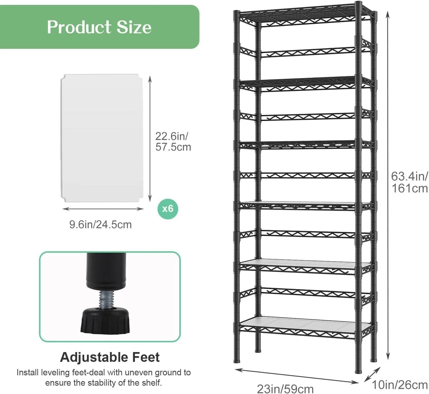 قفسه های ذخیره سازی 6 طبقه Solerconm با لاینر قفسه، قفسه کتاب با قفسه های قابل تنظیم، واحد قفسه بندی مستقل، استند گل گیاه برای آشپزخانه، حمام، دفتر خانه (مشکی، 60 x 26 x 161 سانتی متر) قفسه های ذخیره سازی 6 طبقه Solerconm با لاینر قفسه، قفسه کتاب با قفسه های قابل تنظیم، واحد قفسه بندی مستقل، استند گل گیاه برای آشپزخانه، حمام، دفتر خانه (مشکی، 60 x 26 x 161 سانتی متر)