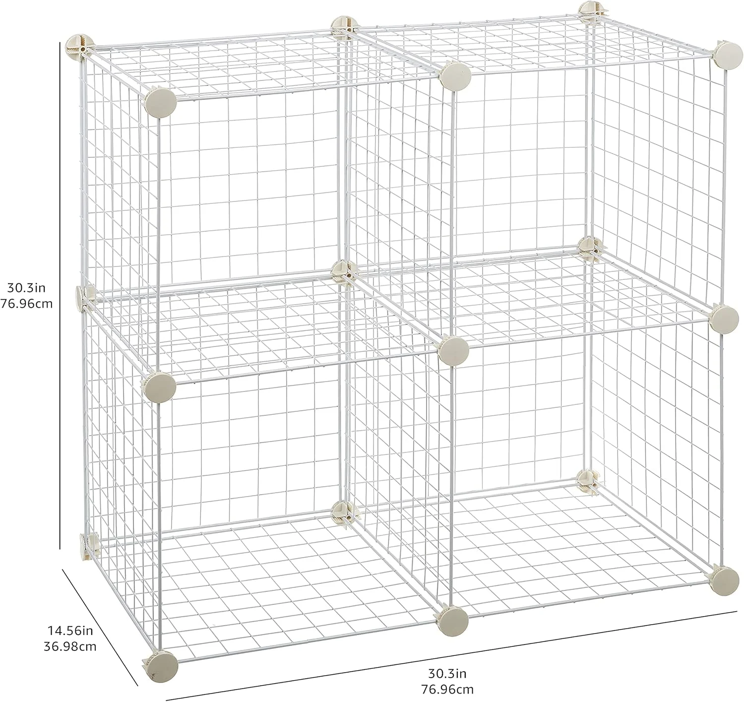 قفسه های ذخیره سازی سیمی 4 مکعبی آمازون بیسیکس، سفید، 37 سانتی متر عمق × 77 سانتی متر عرض × 77 سانتی متر ارتفاع