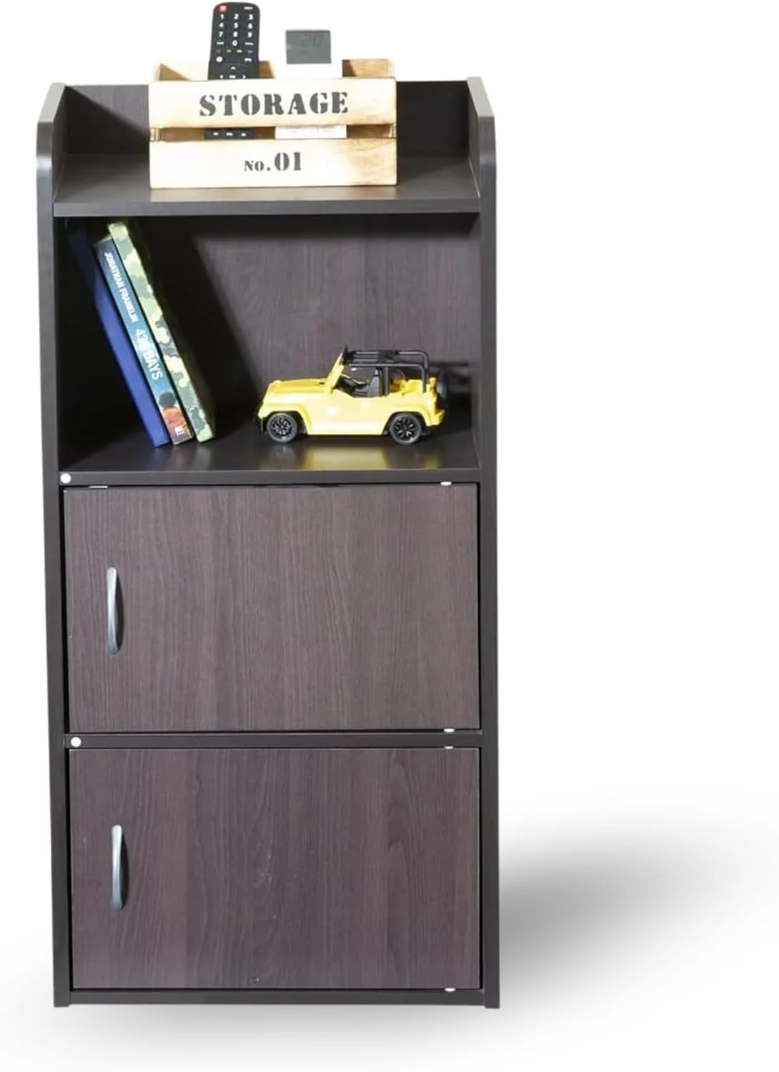 کتابخانه و کابینت ذخیره سازی WT-EASYCARE، قفسه کتاب 4 طبقه با در، قفسه قفسه ذخیره سازی برای کتاب عکس دکوراسیون، در اتاق نشیمن دفتر کتابخانه - ونگه