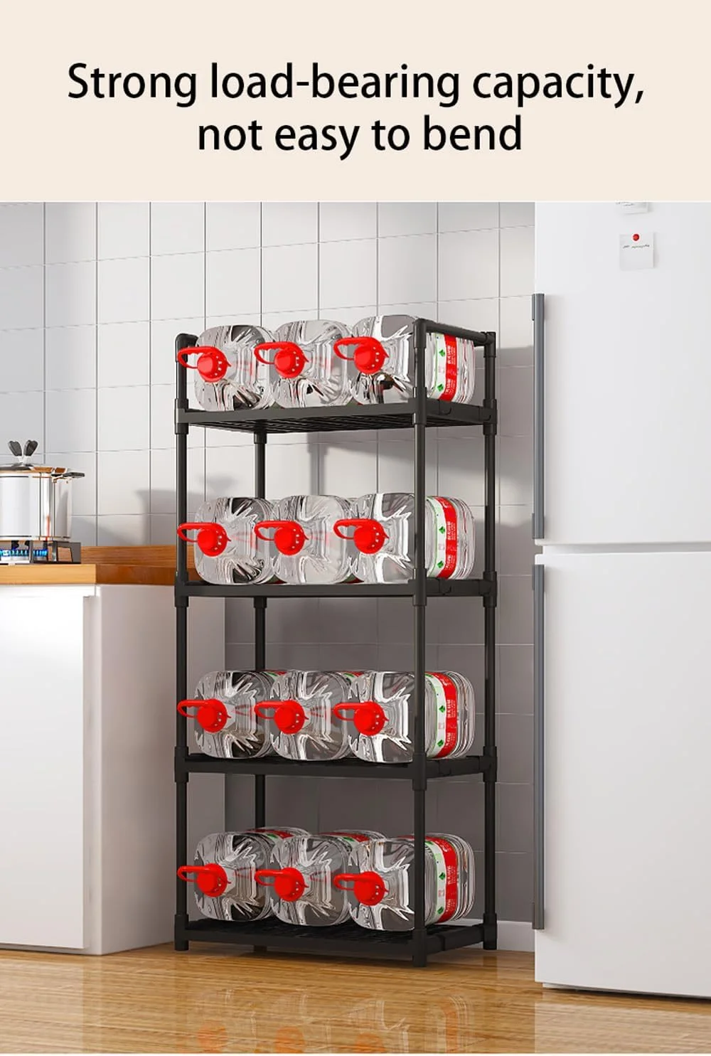 قفسه ذخیره سازی 4 طبقه WEKOTEE با قلاب های جانبی و دسته برای سازماندهی لباسشویی، حمام، آشپزخانه، گاراژ، انبار، سفید