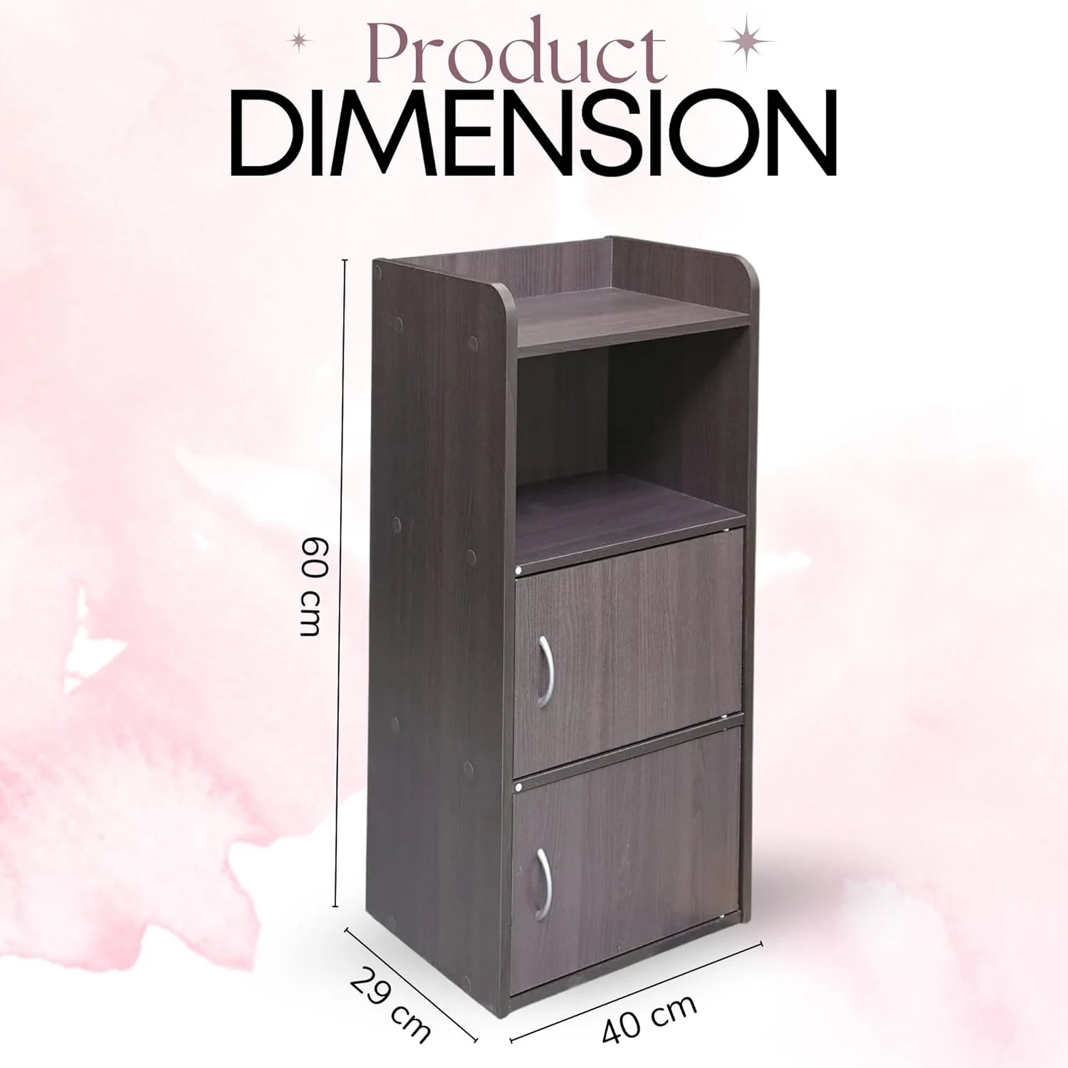 کتابخانه و کابینت ذخیره سازی WT-EASYCARE، قفسه کتاب 4 طبقه با در، قفسه قفسه ذخیره سازی برای کتاب عکس دکوراسیون، در اتاق نشیمن دفتر کتابخانه - ونگه