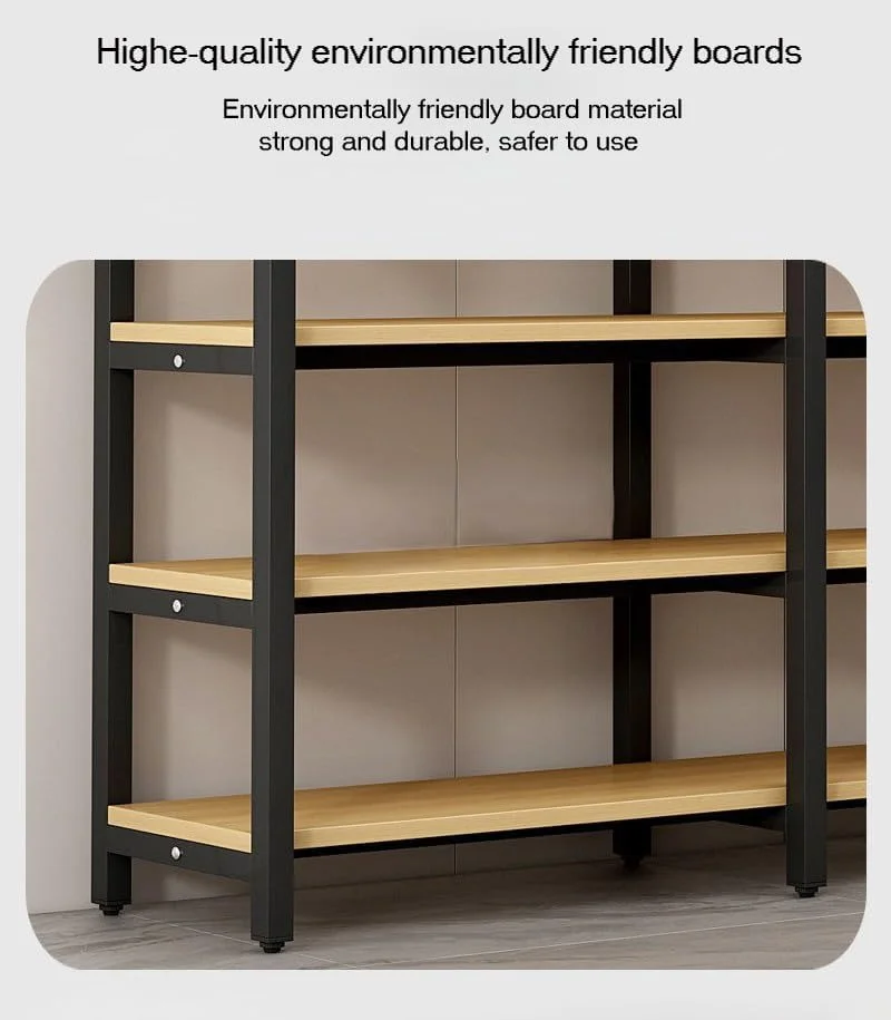 قفسه کتاب 5 طبقه، قفسه ذخیره سازی به سبک صنعتی، ارتفاع 182 سانتی متر، قاب فلزی مشکی با قفسه های چوبی، 2 سایز، (180x80x30)