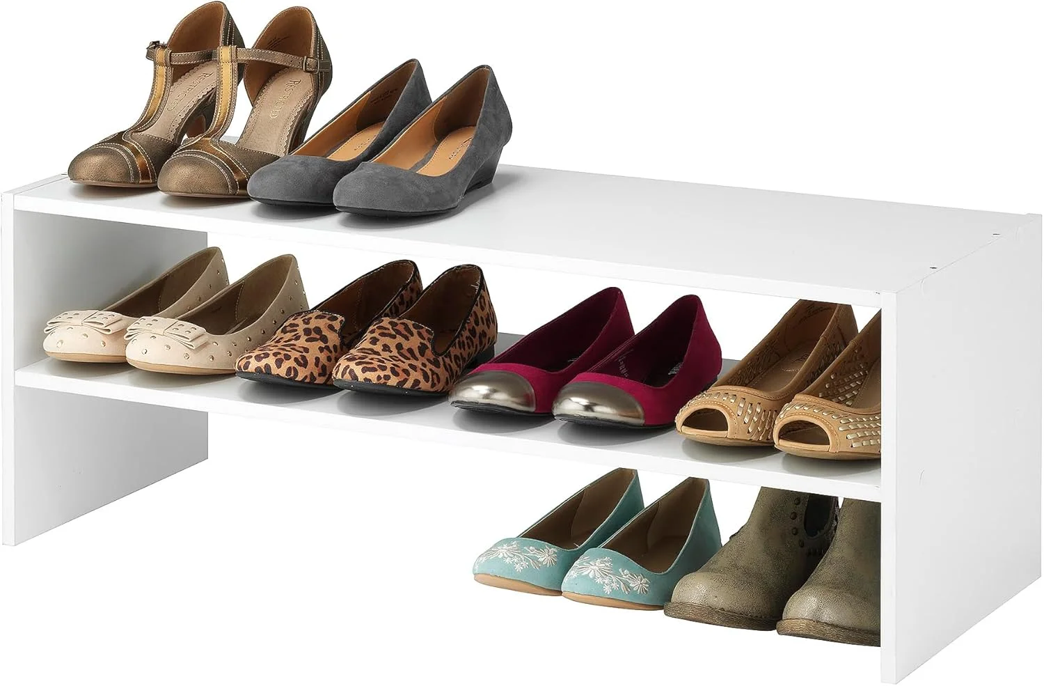 ارگانایزر قفسه ای 2 طبقه و عریض Whitmor با قابلیت چیدن، 31 اینچ، سفید