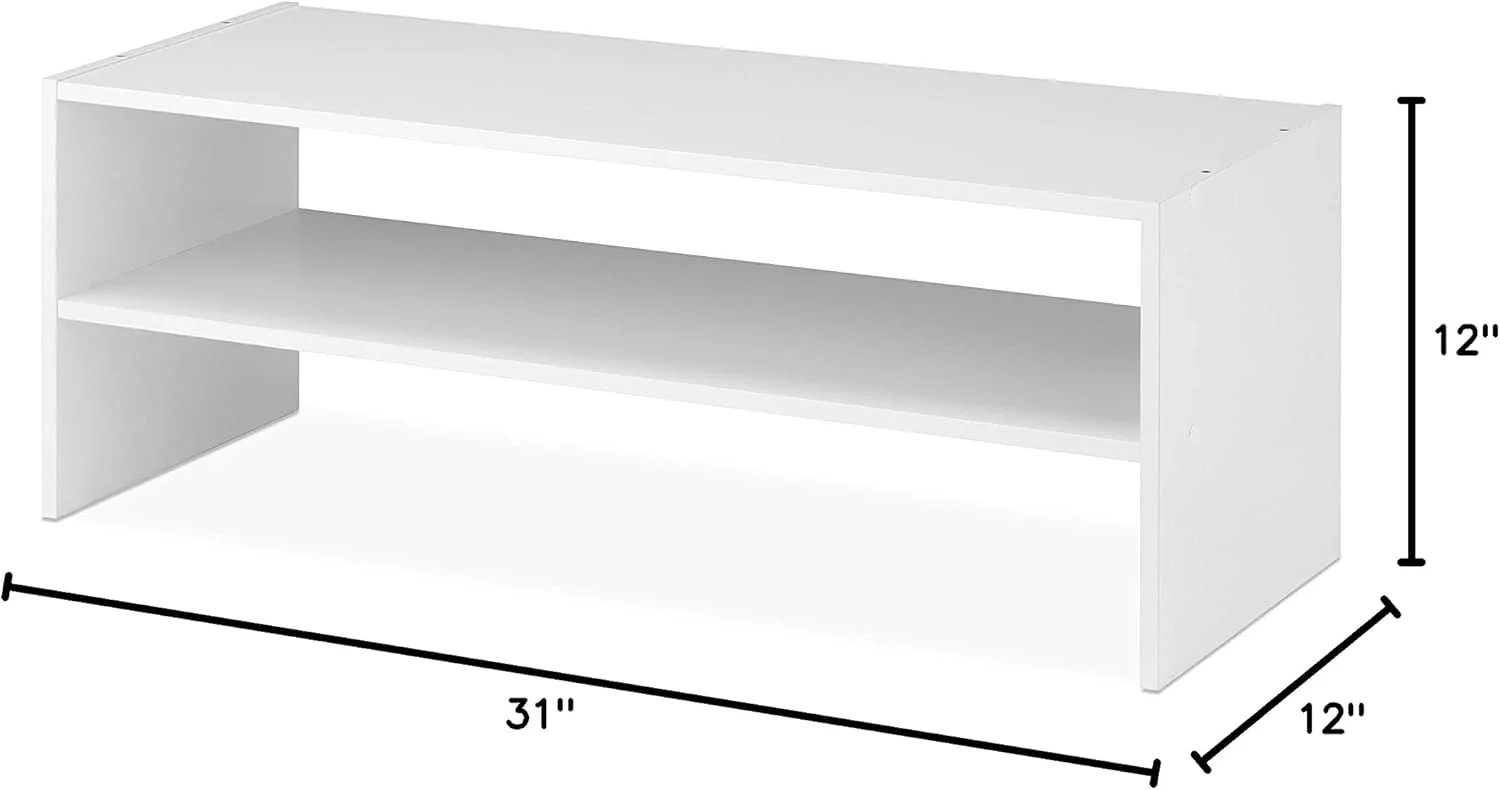 ارگانایزر قفسه ای 2 طبقه و عریض Whitmor با قابلیت چیدن، 31 اینچ، سفید