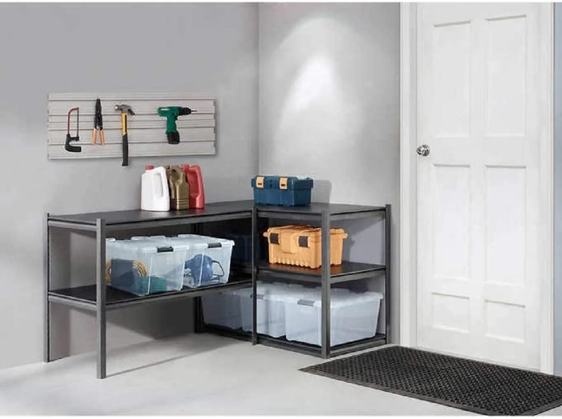 قفسه فلزی سنگین 5 طبقه POWERED Whalen، 120x60x200 سانتی متر، مشکی