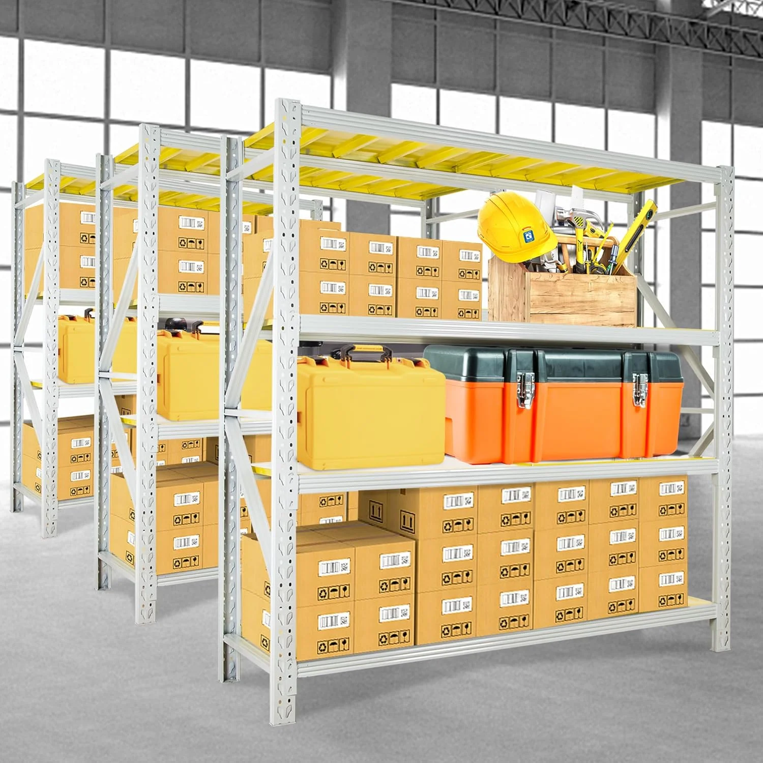 قفسه ذخیره سازی 4 طبقه خیرا، قفسه ذخیره سازی سنگین، واحد قفسه بندی انبار و گاراژ، قفسه های ذخیره سازی با ظرفیت وزن 300 کیلوگرم در هر قفسه، اندازه قفسه های ذخیره سازی 200 x 60 x 200 سانتی متر، رنگ خاکستری زرد قفسه ذخیره سازی 4 طبقه خیرا، قفسه ذخیره سازی سنگین، واحد قفسه بندی انبار و گاراژ، قفسه های ذخیره سازی با ظرفیت وزن 300 کیلوگرم در هر قفسه، اندازه قفسه های ذخیره سازی 200 x 60 x 200 سانتی متر، رنگ خاکستری زرد