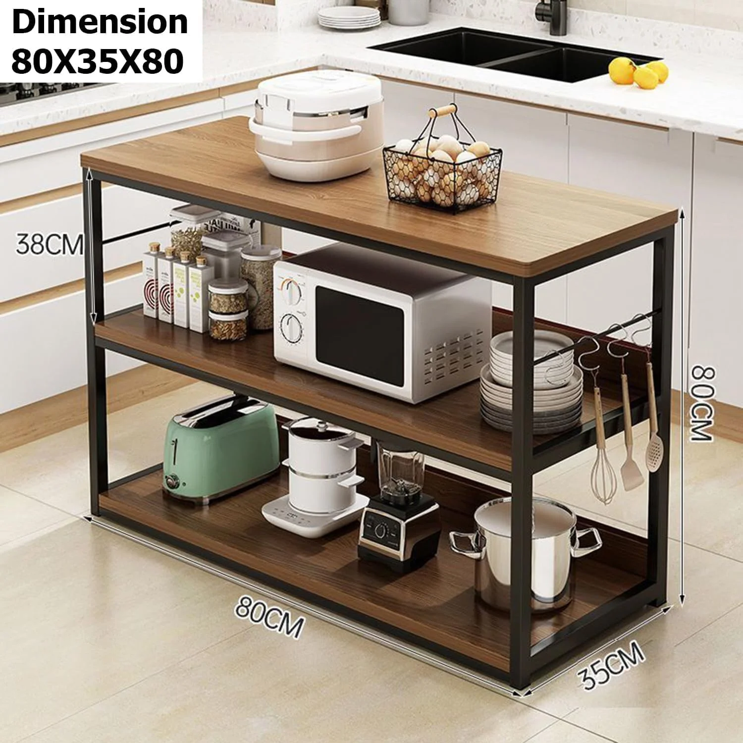 قفسه آشپزخانه، قفسه ذخیره سازی، استند جزیره نان پزی چند منظوره، میز پخت و پز زمینی، میز کار اجاق مایکروویو، سبد میوه و سبزیجات، سازمان دهنده لوازم خانگی با قاب فلزی و قفسه های چوبی (3 طبقه) قفسه آشپزخانه، قفسه ذخیره سازی، استند جزیره نان پزی چند منظوره، میز پخت و پز زمینی، میز کار اجاق مایکروویو، سبد میوه و سبزیجات، سازمان دهنده لوازم خانگی با قاب فلزی و قفسه های چوبی (3 طبقه)