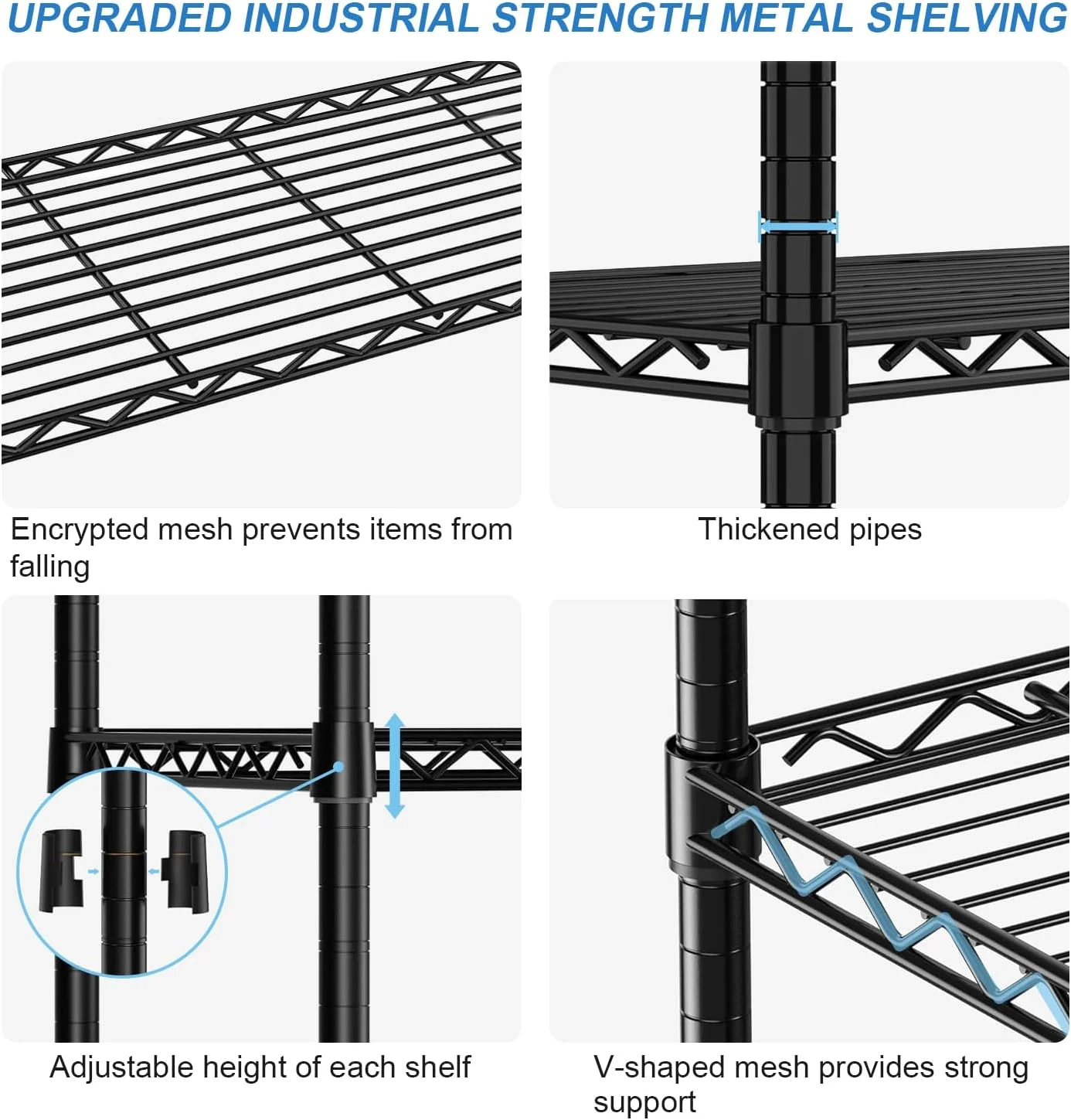 قفسه های ذخیره سازی فورثکن با عرض 61.2 اینچ، 5 طبقه، قفسه سیمی، قفسه فلزی قابل تنظیم برای آشپزخانه، انبار، زیرزمین، خوابگاه، 61.2 اینچ عرض * 72.4 اینچ ارتفاع * 15.7 اینچ عمق قفسه های ذخیره سازی فورثکن با عرض 61.2 اینچ، 5 طبقه، قفسه سیمی، قفسه فلزی قابل تنظیم برای آشپزخانه، انبار، زیرزمین، خوابگاه، 61.2 اینچ عرض * 72.4 اینچ ارتفاع * 15.7 اینچ عمق