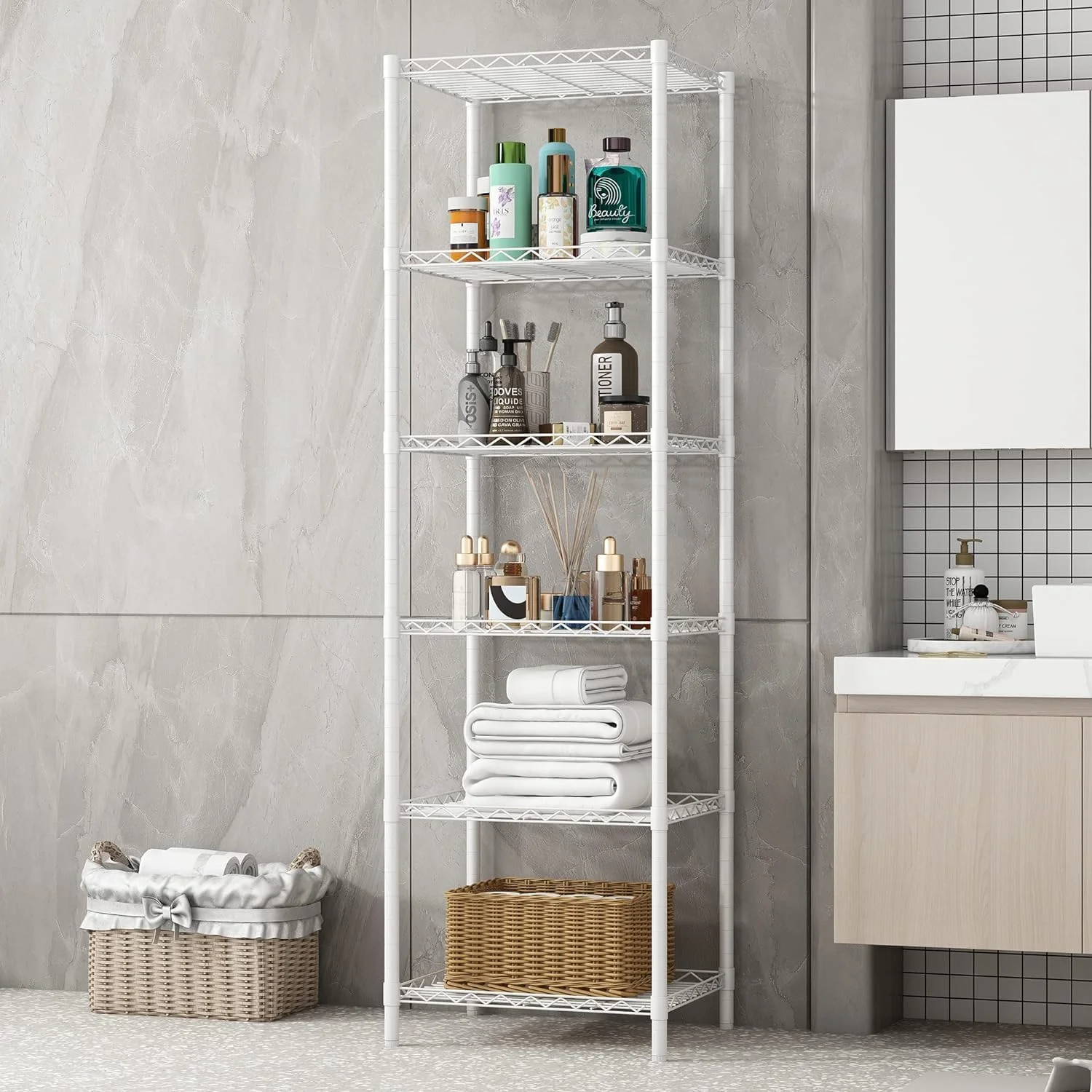 قفسه فلزی سیمی صنعتی 6 طبقه Forthcan، قفسه ذخیره سازی قابل تنظیم، 16.54 اینچ طول × 11.82 اینچ عرض × 63 اینچ ارتفاع، ایده آل برای آشپزخانه، کمد، اتاق لباسشویی، گاراژ قفسه فلزی سیمی صنعتی 6 طبقه Forthcan، قفسه ذخیره سازی قابل تنظیم، 16.54 اینچ طول × 11.82 اینچ عرض × 63 اینچ ارتفاع، ایده آل برای آشپزخانه، کمد، اتاق لباسشویی، گاراژ