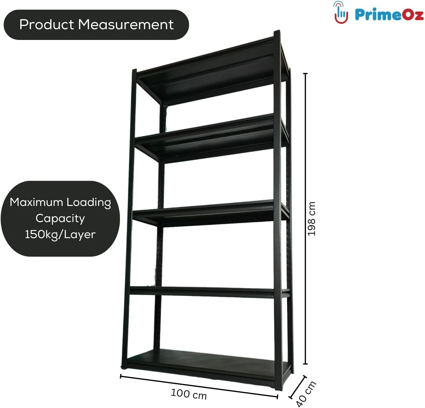 قفسه فلزی بدون پیچ و مهره 5 طبقه PrimeOz، سنگین، دو لایه، صفحه فلزی، ارتفاع لایه قابل تنظیم، قفسه برای گاراژ، خانه، دفتر، انبار، مغازه ها (مشکی، 5 طبقه - 198H*100L*40D سانتی متر) قفسه فلزی بدون پیچ و مهره 5 طبقه PrimeOz، سنگین، دو لایه، صفحه فلزی، ارتفاع لایه قابل تنظیم، قفسه برای گاراژ، خانه، دفتر، انبار، مغازه ها (مشکی، 5 طبقه - 198H*100L*40D سانتی متر)