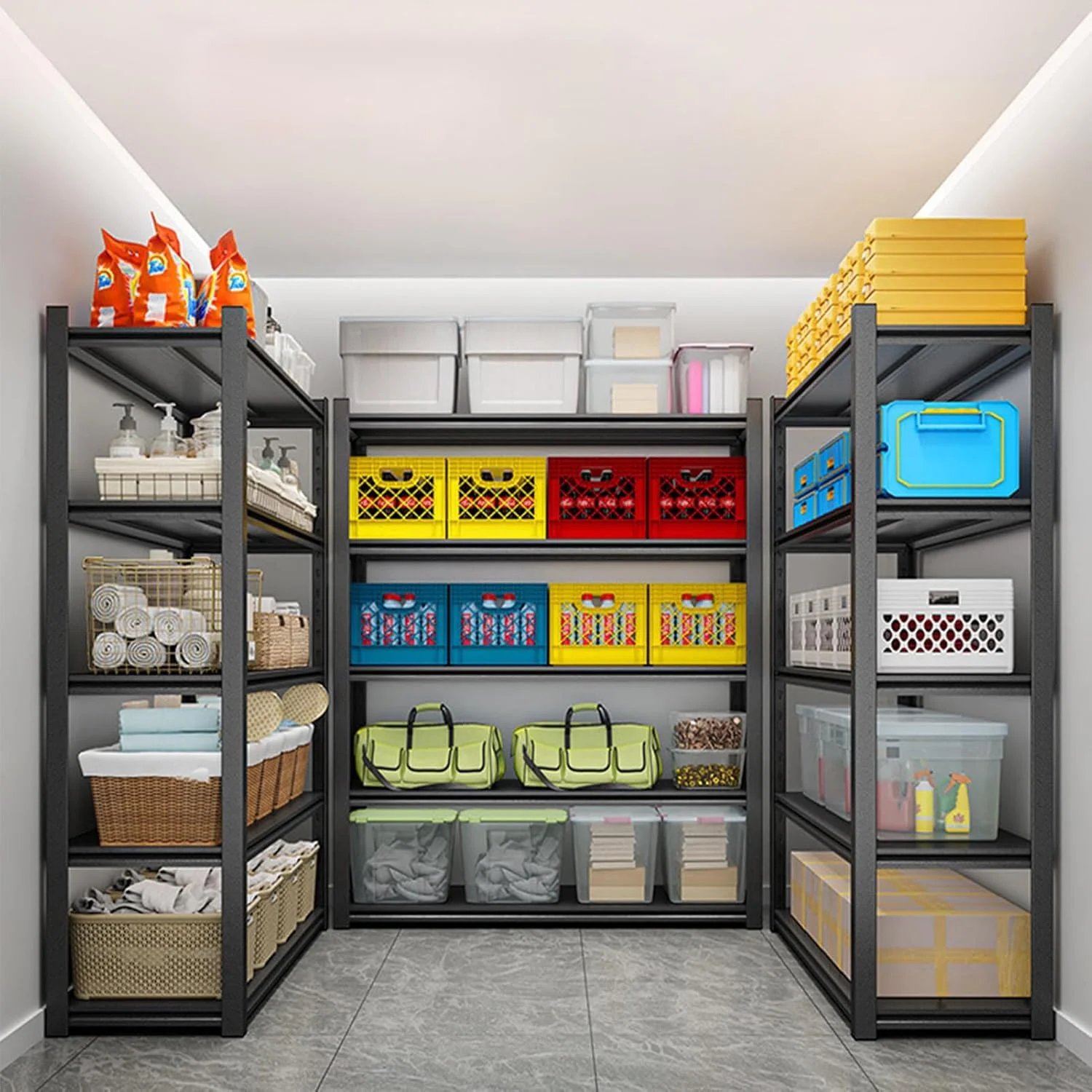 قفسه های ذخیره سازی 500 کیلوگرمی Beauenty، قفسه بندی گاراژ 5 طبقه سنگین، قفسه های گاراژ قابل تنظیم، قفسه کاربردی، واحدهای قفسه بندی برای انبار ذخیره سازی، انبار مواد غذایی، کمد، 198 سانتی متر ارتفاع x 120 سانتی متر عرض x 40 سانتی متر عمق (سفید)