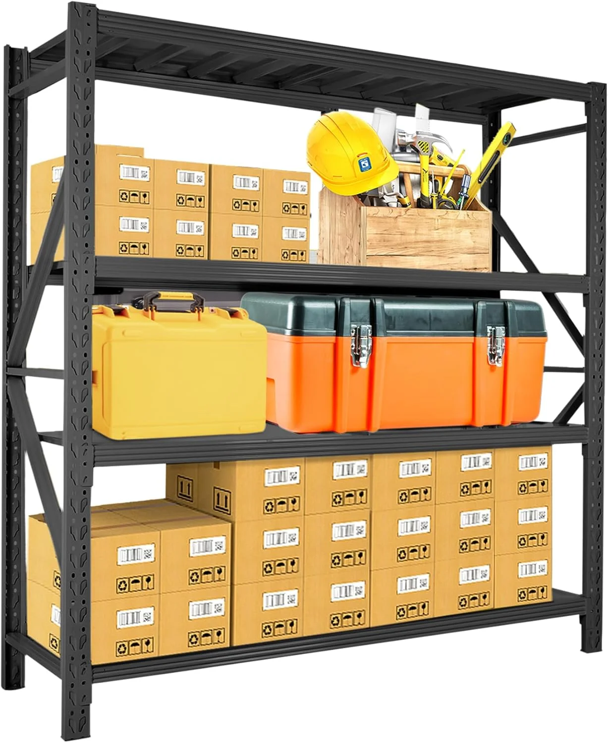 قفسه ذخیره سازی 4 طبقه خیرا، قفسه ذخیره سازی سنگین، واحد قفسه بندی انبار و گاراژ، قفسه های ذخیره سازی با ظرفیت وزنی 300 کیلوگرم در هر قفسه، اندازه قفسه های ذخیره سازی 200 x 60 x 200 سانتی متر (مشکی) قفسه ذخیره سازی 4 طبقه خیرا، قفسه ذخیره سازی سنگین، واحد قفسه بندی انبار و گاراژ، قفسه های ذخیره سازی با ظرفیت وزنی 300 کیلوگرم در هر قفسه، اندازه قفسه های ذخیره سازی 200 x 60 x 200 سانتی متر (مشکی)