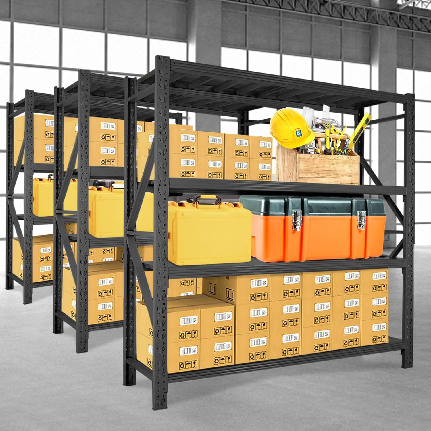 قفسه ذخیره سازی 4 طبقه خیرا، قفسه ذخیره سازی سنگین، واحد قفسه بندی انبار و گاراژ، قفسه های ذخیره سازی با ظرفیت وزنی 300 کیلوگرم در هر قفسه، اندازه قفسه های ذخیره سازی 200 x 60 x 200 سانتی متر (مشکی) قفسه ذخیره سازی 4 طبقه خیرا، قفسه ذخیره سازی سنگین، واحد قفسه بندی انبار و گاراژ، قفسه های ذخیره سازی با ظرفیت وزنی 300 کیلوگرم در هر قفسه، اندازه قفسه های ذخیره سازی 200 x 60 x 200 سانتی متر (مشکی)