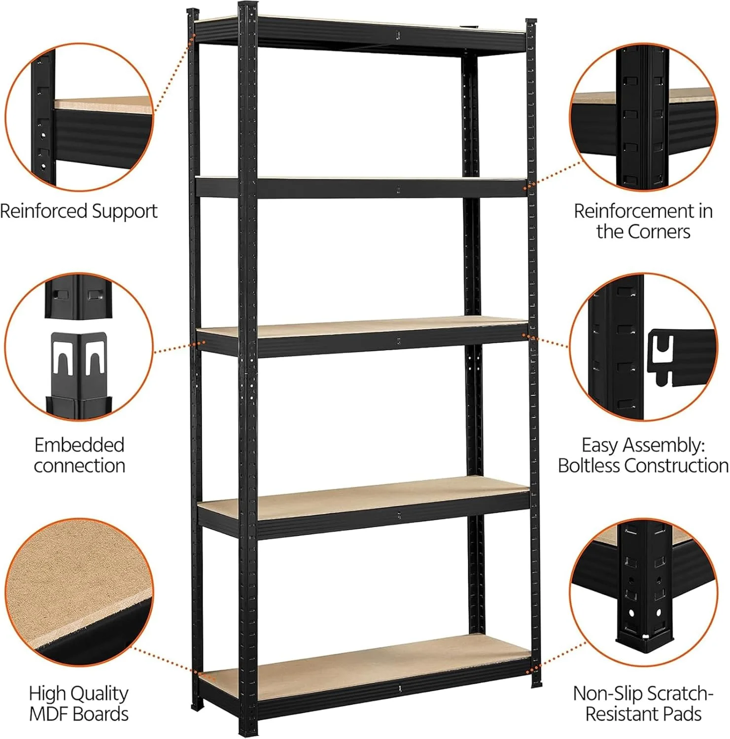 قفسه های ذخیره سازی Beauenty، قفسه های فلزی، قفسه ذخیره سازی 180 سانتی متر، 5 لایه (ظرفیت بارگیری 80 کیلوگرم در هر قفسه) قفسه ذخیره سازی فلزی با ارتفاع قابل تنظیم (مشکی، A) قفسه های ذخیره سازی Beauenty، قفسه های فلزی، قفسه ذخیره سازی 180 سانتی متر، 5 لایه (ظرفیت بارگیری 80 کیلوگرم در هر قفسه) قفسه ذخیره سازی فلزی با ارتفاع قابل تنظیم (مشکی، A)