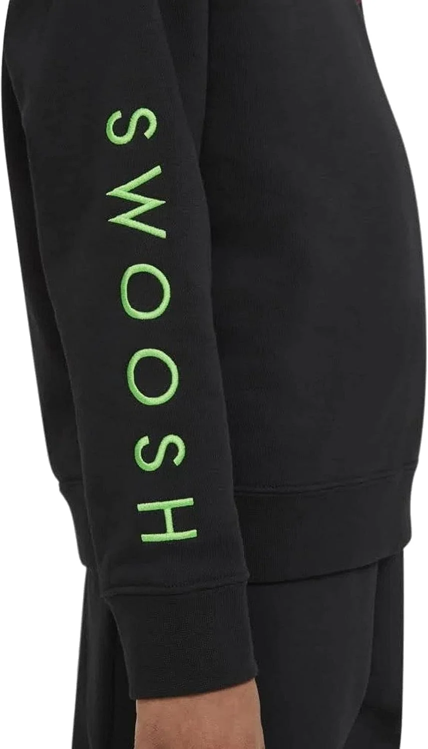 سویشرت یقه گرد نایک اسپرتس ویر Swoosh پسرانه (بزرگ، مشکی/کهربایی)