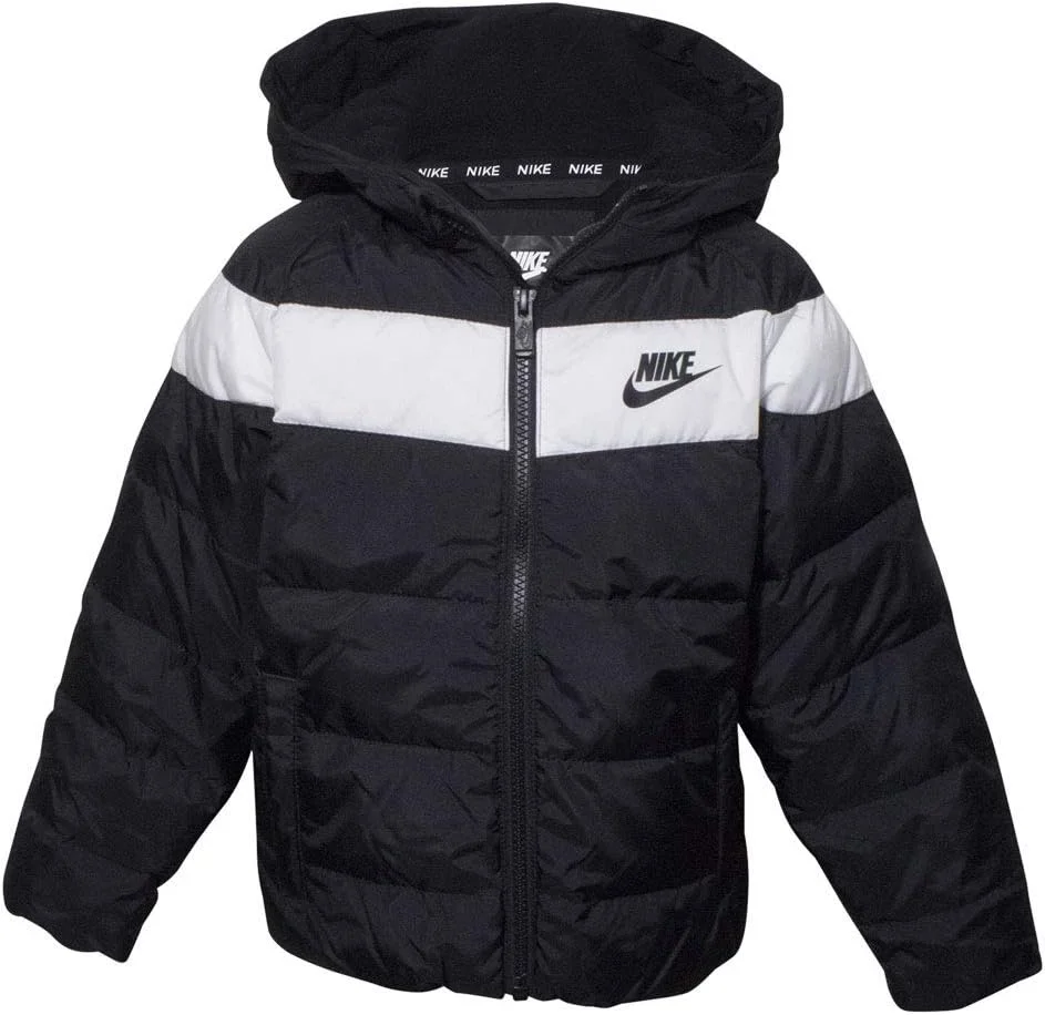 کاپشن پفی کلاه دار زیپ دار پسرانه نایک مدل Sportswear مشکی سایز 4 کد 86G457
