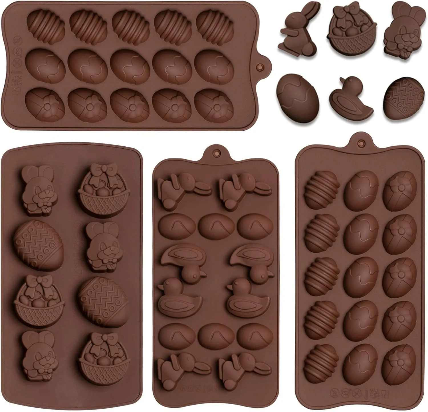 قالب عید پاک MAKINGTEC، 4 عددی، قالب تخم مرغ عید پاک، قالب خرگوش، قالب اردک رزینی شکلات، تابه آب نبات سیلیکونی برای مهمانی عید پاک، فوندانت، ژله، گنبد موس، ساخت روکش کیک