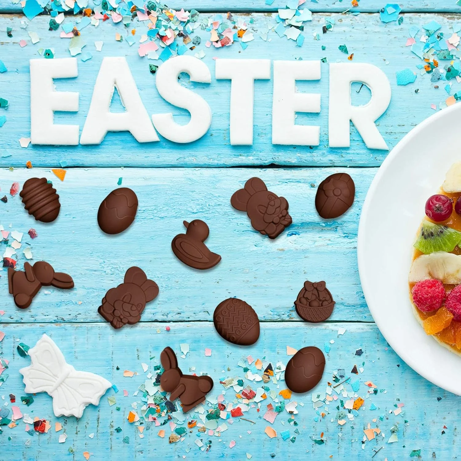 قالب عید پاک MAKINGTEC، 4 عددی، قالب تخم مرغ عید پاک، قالب خرگوش، قالب اردک رزینی شکلات، تابه آب نبات سیلیکونی برای مهمانی عید پاک، فوندانت، ژله، گنبد موس، ساخت روکش کیک