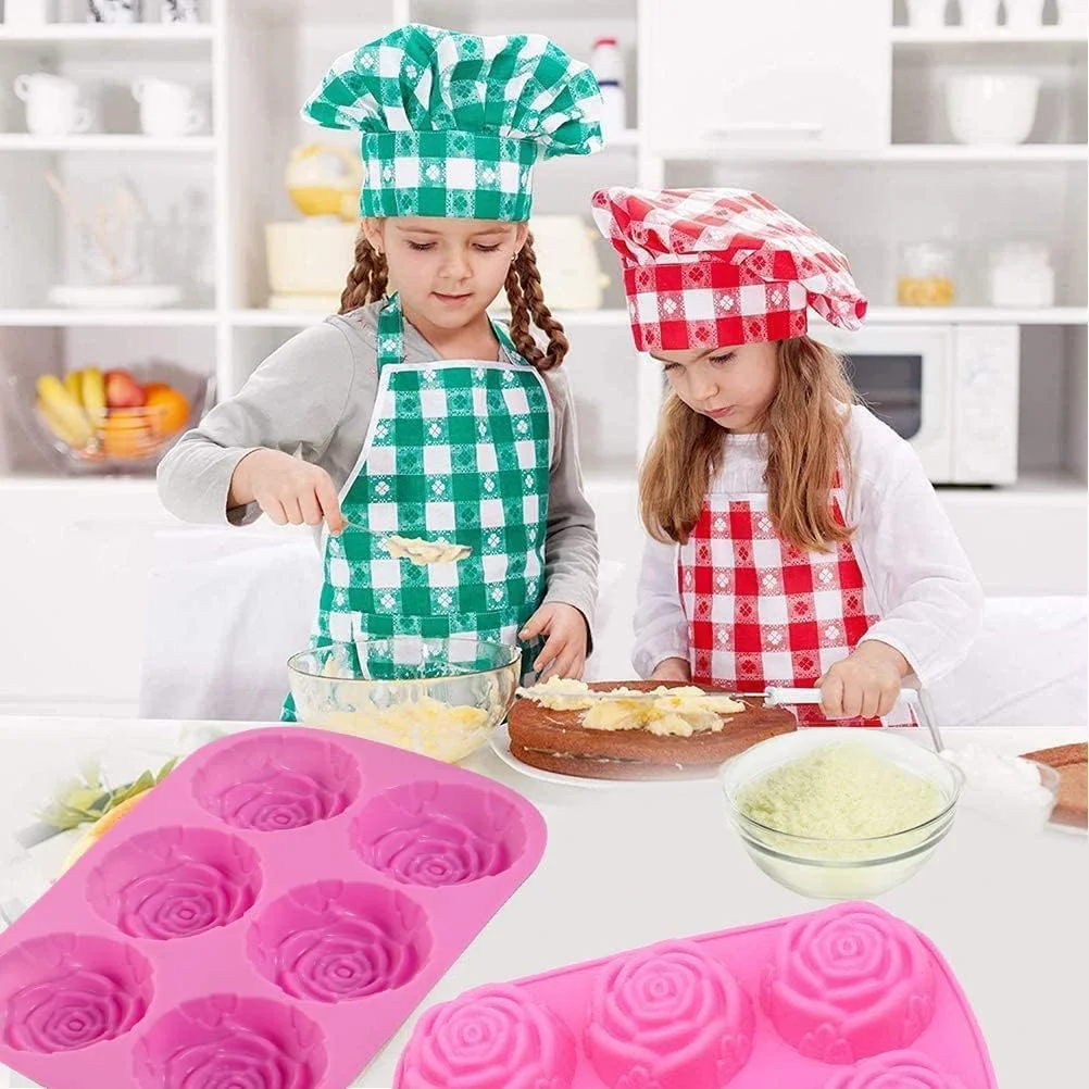 قالب سیلیکونی کیک رز Lxeqiony، 2 عدد قالب سیلیکونی رز برای صابون های خانگی، پخت، یخ، شکلات، بمب حمام، پودینگ، ژله، کیک سازی، طراحی گل رز 6 حفره