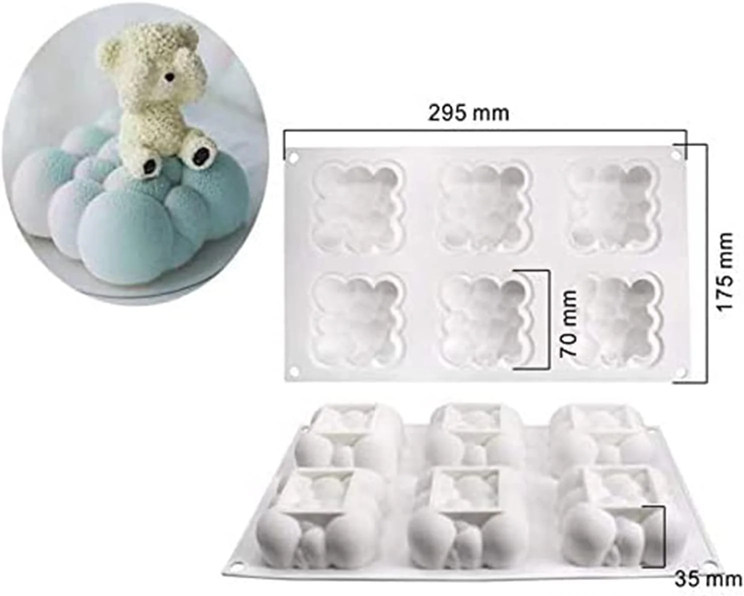 قالب کیک KASTWAVE طرح ابر سه بعدی سیلیکونی برای موس، قالب سیلیکونی برای موس شیرینی، پودینگ دسر، ژله، چیزکیک، بستنی، قالب شمع DIY