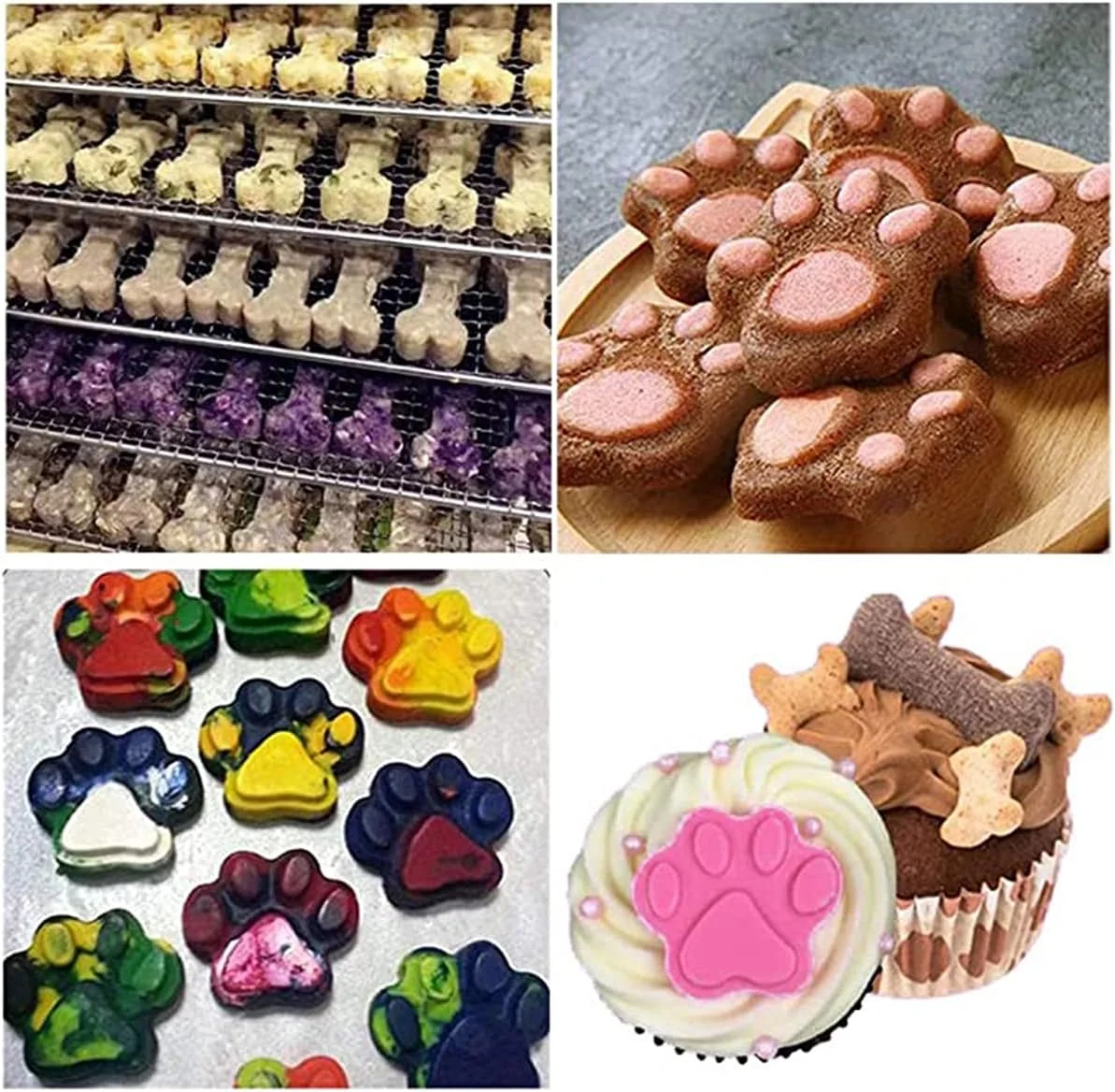 قالب های سیلیکونی تشویقی سگ KASTWAVE، قالب های پخت پنجه و استخوان سگ برای شکلات، آب نبات، ژله، بیسکویت، مکعب یخ، تشویقی سگ - بسته 2 عددی قالب های سیلیکونی تشویقی سگ KASTWAVE، قالب های پخت پنجه و استخوان سگ برای شکلات، آب نبات، ژله، بیسکویت، مکعب یخ، تشویقی سگ - بسته 2 عددی