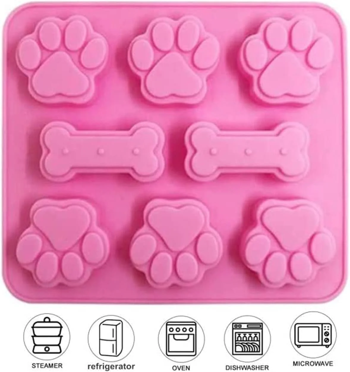 قالب های سیلیکونی تشویقی توله سگ KASTWAVE، قالب های پخت پنجه و استخوان سگ برای شکلات، آب نبات، ژله، بیسکویت، مکعب، تشویقی سگ - بسته 2 عددی