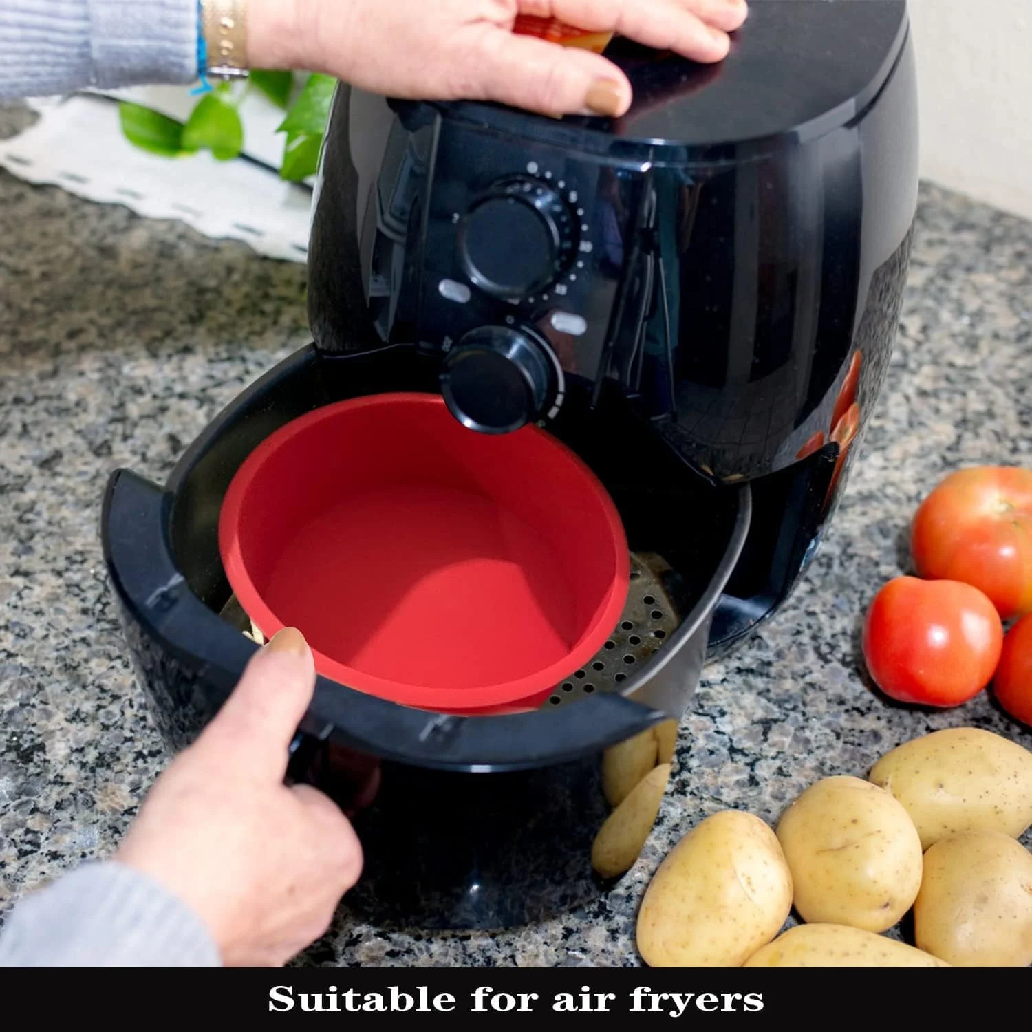 قالب کیک سیلیکونی گرد 8 اینچی HUICH - ست 2 عددی، نچسب و با رهاسازی سریع، رسمی/مدرن، قالب کیک، قرمز