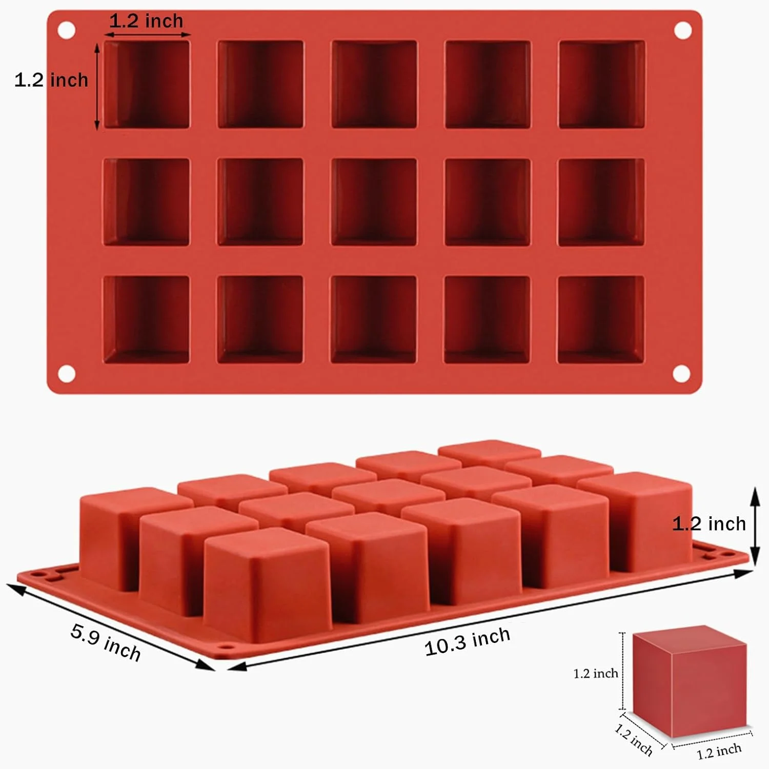 قالب سیلیکونی کیک مکعبی JOERSH | قالب های سیلیکونی مربع سه بعدی 1.2" x 1.2" x 1.2" برای پخت شکلات، آب نبات، ترافل، ژله، مینی براونی، قالب یخ، 30 حفره قالب سیلیکونی کیک مکعبی JOERSH | قالب های سیلیکونی مربع سه بعدی 1.2" x 1.2" x 1.2" برای پخت شکلات، آب نبات، ترافل، ژله، مینی براونی، قالب یخ، 30 حفره