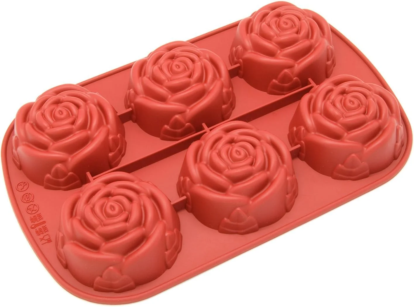 قالب سیلیکونی 6 حفره ای طرح گل رز Freshware CB-205RD برای صابون خانگی، کیک، کاپ کیک، نان، مافین، پودینگ، ژله و موارد دیگر