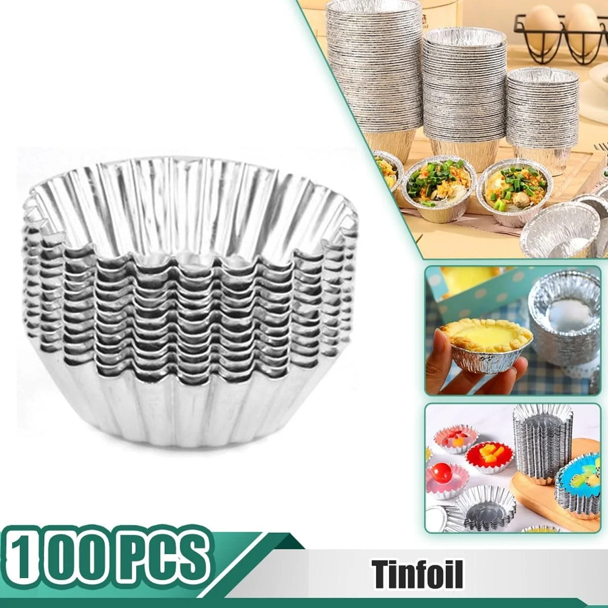 قالب تارت تخم مرغ Fawoonu، 100 عددی، قالب مینی تارت حرفه ای نچسب آلومینیومی، فنجان مافین برای تارت تخم مرغ، کیک فنجانی، موس شکلاتی قالب تارت تخم مرغ Fawoonu، 100 عددی، قالب مینی تارت حرفه ای نچسب آلومینیومی، فنجان مافین برای تارت تخم مرغ، کیک فنجانی، موس شکلاتی