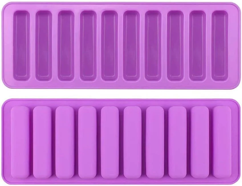 قالب سیلیکونی انگشتی شکل، 2 عدد قالب 10 حفره ای نوار بلند، قالب سیلیکونی بیسکویت انگشتی، قالب شکلات غلات، سینی پخت، قالب یخ