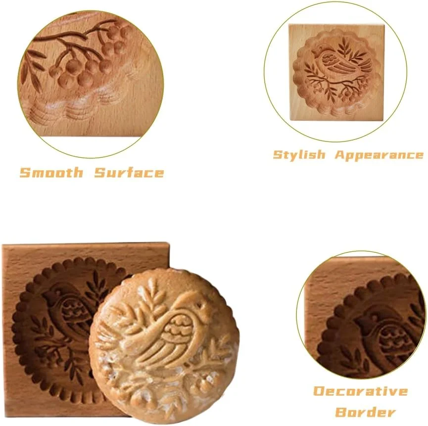 قالب های چوبی شیرینی پزی، قالب های برجسته برش چوبی سه بعدی، قالب بیسکویت DIY، مهر چوبی قالب شیرینی پزی، ابزار آشپزخانه برای کریسمس، شکرگزاری، هالووین، ابزارهای نانوایی