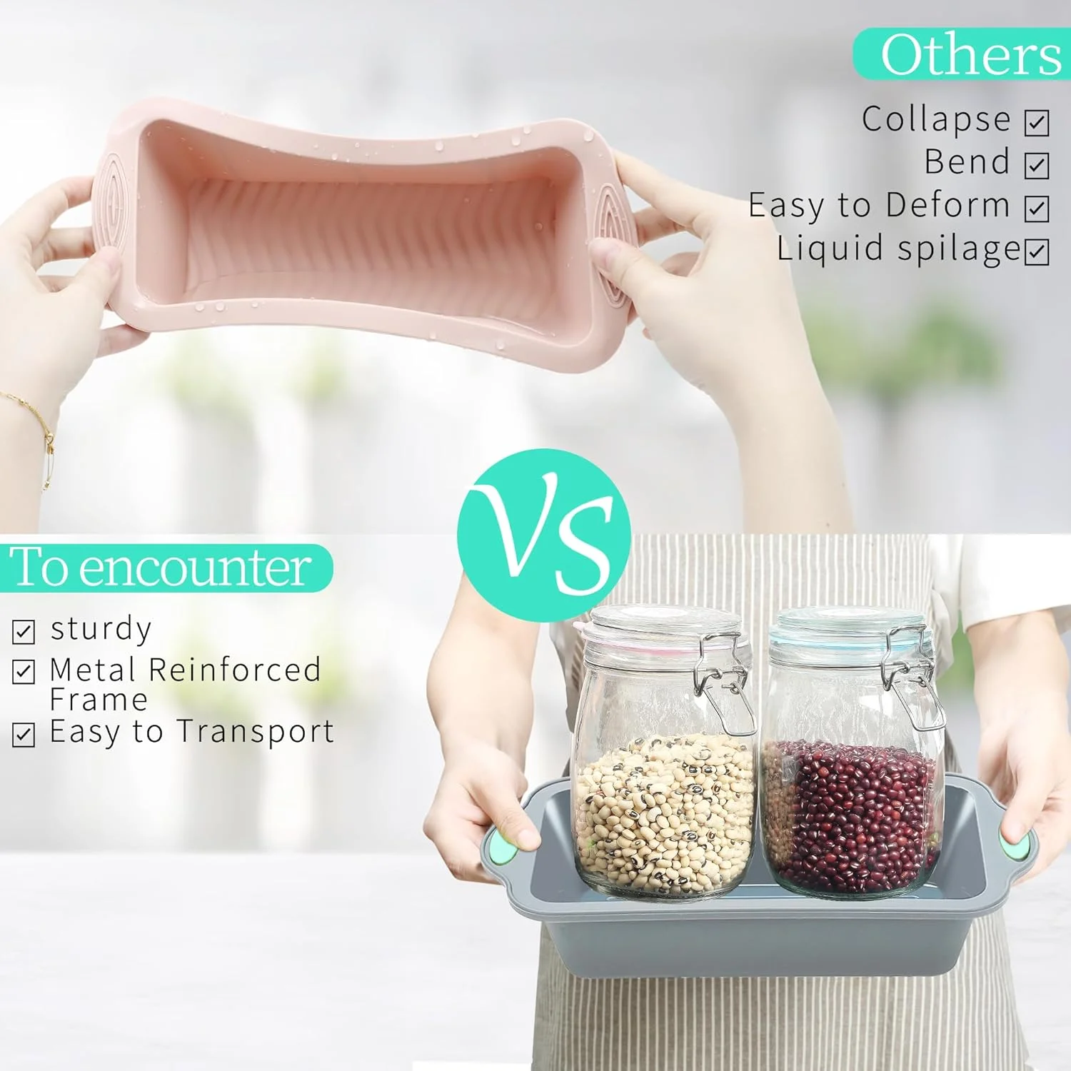 قالب نان و کیک سیلیکونی 9 اینچی، 2 عددی، قالب های سیلیکونی نچسب با کیفیت غذایی برای پخت نان موزی، کتلت گوشت، کیک پوند، با قاب فلزی تقویت شده برای استحکام بیشتر قالب نان و کیک سیلیکونی 9 اینچی، 2 عددی، قالب های سیلیکونی نچسب با کیفیت غذایی برای پخت نان موزی، کتلت گوشت، کیک پوند، با قاب فلزی تقویت شده برای استحکام بیشتر