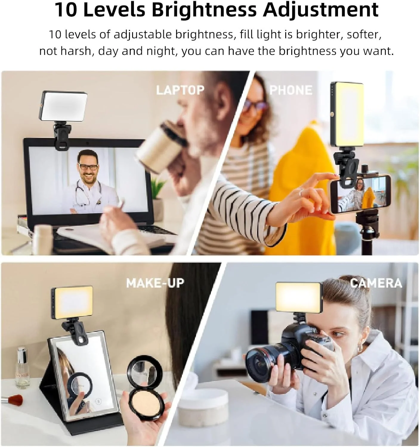 نور سلفی 120 LED Dpofirs، نورپردازی قابل حمل برای کنفرانس ویدیویی، 3 حالت نور، 10 سطح روشنایی، نور ویدیویی گیره ای قابل شارژ، برای وبلاگ نویسی، تلفن، لپ تاپ، عکس، آرایش نور سلفی 120 LED Dpofirs، نورپردازی قابل حمل برای کنفرانس ویدیویی، 3 حالت نور، 10 سطح روشنایی، نور ویدیویی گیره ای قابل شارژ، برای وبلاگ نویسی، تلفن، لپ تاپ، عکس، آرایش