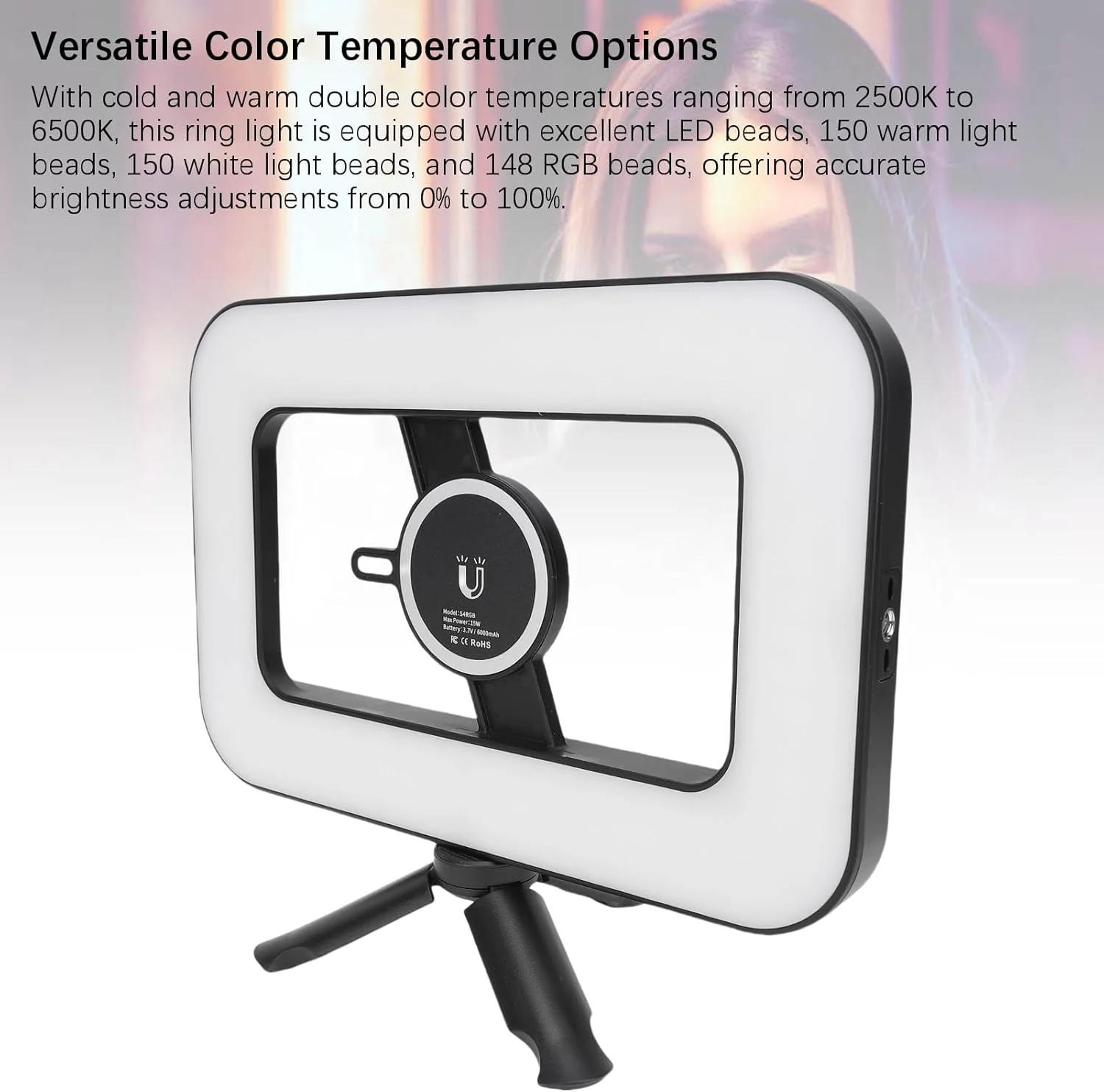 تجهیزات فیلمبرداری موبایل هوشمند با نور، نور سلفی LED با محدوده گسترده 2500-6500k RGB 0-359 درجه، تثبیت کننده ویدیو تلفن برای ضبط ویدیوهای YouTube TikTok و آرایش تجهیزات فیلمبرداری موبایل هوشمند با نور، نور سلفی LED با محدوده گسترده 2500-6500k RGB 0-359 درجه، تثبیت کننده ویدیو تلفن برای ضبط ویدیوهای YouTube TikTok و آرایش