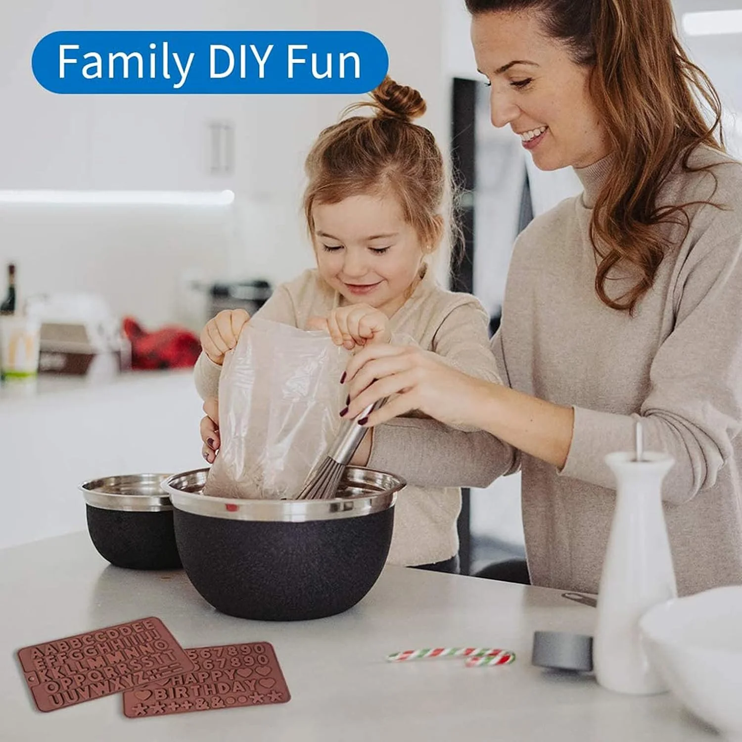 قالب شکلات ELECDON حروف و اعداد، قالب های سیلیکونی آب نبات، نمادها و اشکال تزیین کیک تولد مبارک، قالب های اعداد برای پخت، قالب حروف شکلاتی مینی، قالب های حروف سیلیکونی با تمیز کردن آسان