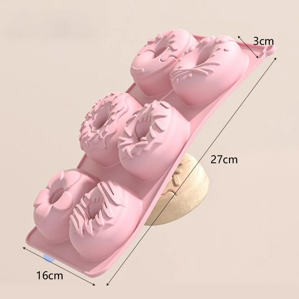 قالب سیلیکونی طرح دونات - قالب شکلات پزی، یخ، کیک و آبنبات - قالب قطره چکان صابون - 6 خانه با طرح های مختلف