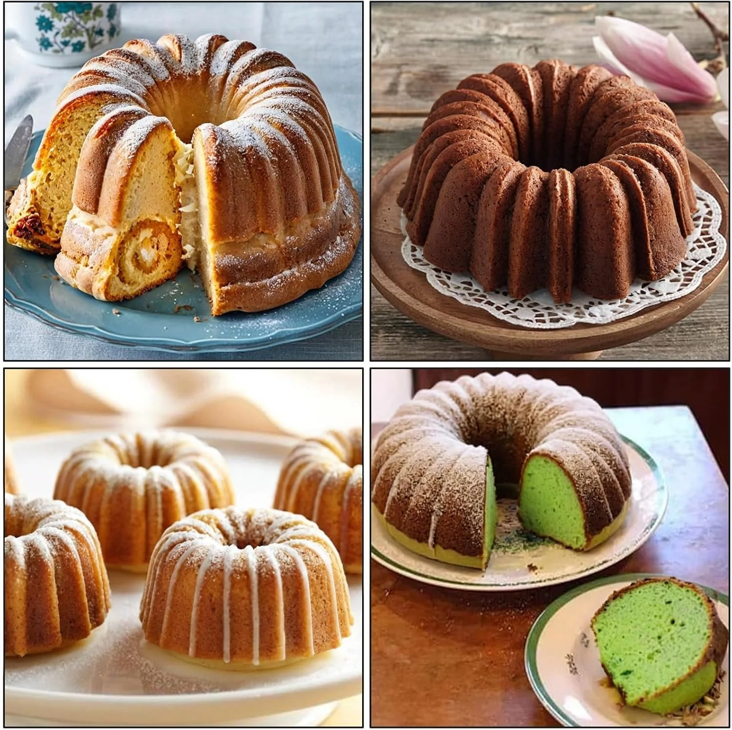 قالب شیفون سیلیکونی آبی Duomama سایز 9.6 اینچ - قالب نچسب با دسته محکم برای کیک، نان، ژله و غیره - مناسب برای ژلاتین - جدا شدن آسان