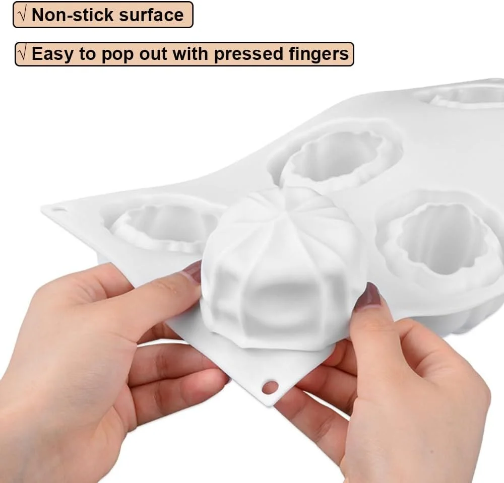 قالب سیلیکونی کدو تنبل EchoDone با 6 حفره، قالب پخت کیک فنجانی، سینی موس، قالب فوندانت برای تزئین کیک آشپزخانه برای هالووین