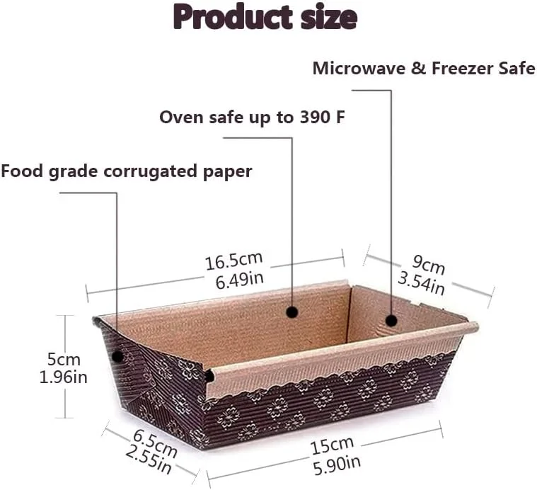 بسته 25 عددی قالب نان کاغذی، قالب نان پزی کاغذی یکبار مصرف، قالب های مستطیلی کاغذی برای پخت نان سریع و نان کدو تنبل کوچک، قابل استفاده در مایکروویو و فریزر