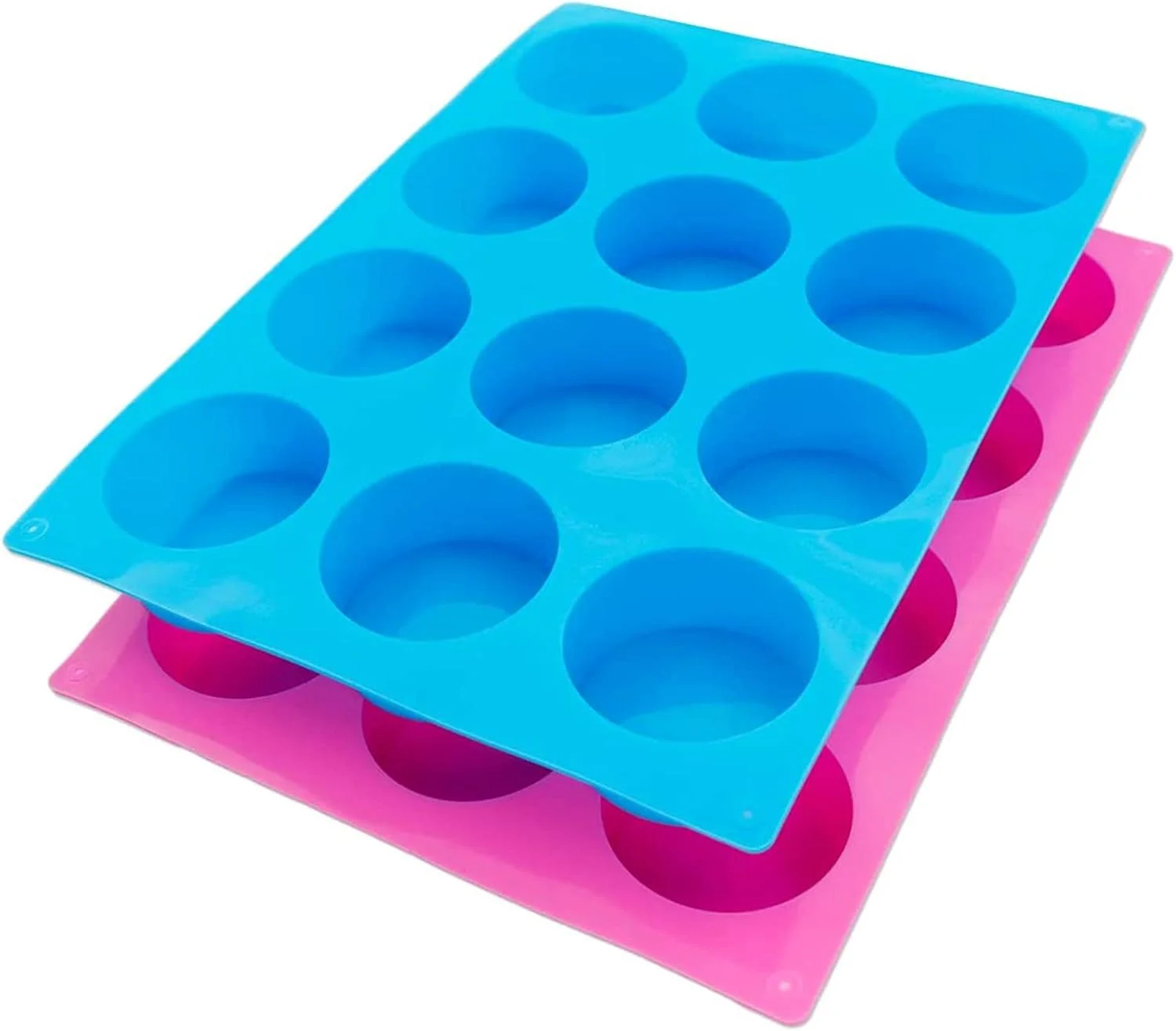 قالب شکلات DELFINO، قالب کوکی شکلاتی، قالب آب نبات، قالب سیلیکونی استوانه ای، قالب پخت مناسب برای اورئو با روکش شکلاتی، کیک، آب نبات، پودینگ، صابون مینی، 2 عدد، رنگ (قرمز رز، آبی)