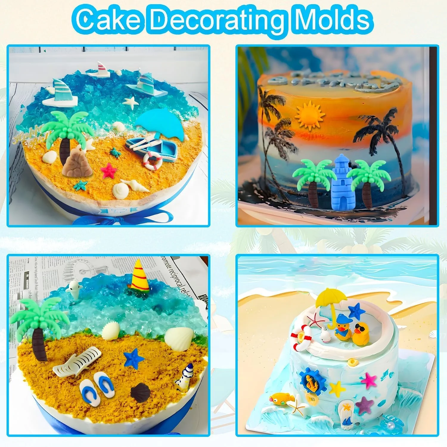 قالب سیلیکونی شکلات، 2 عدد قالب پخت تابستانی ساحلی، طرح آناناس، ستاره دریایی، صدف و درخت نارگیل، قالب مهمانی استوایی برای آب نبات، ژله، یخ و کلوچه قالب سیلیکونی شکلات، 2 عدد قالب پخت تابستانی ساحلی، طرح آناناس، ستاره دریایی، صدف و درخت نارگیل، قالب مهمانی استوایی برای آب نبات، ژله، یخ و کلوچه