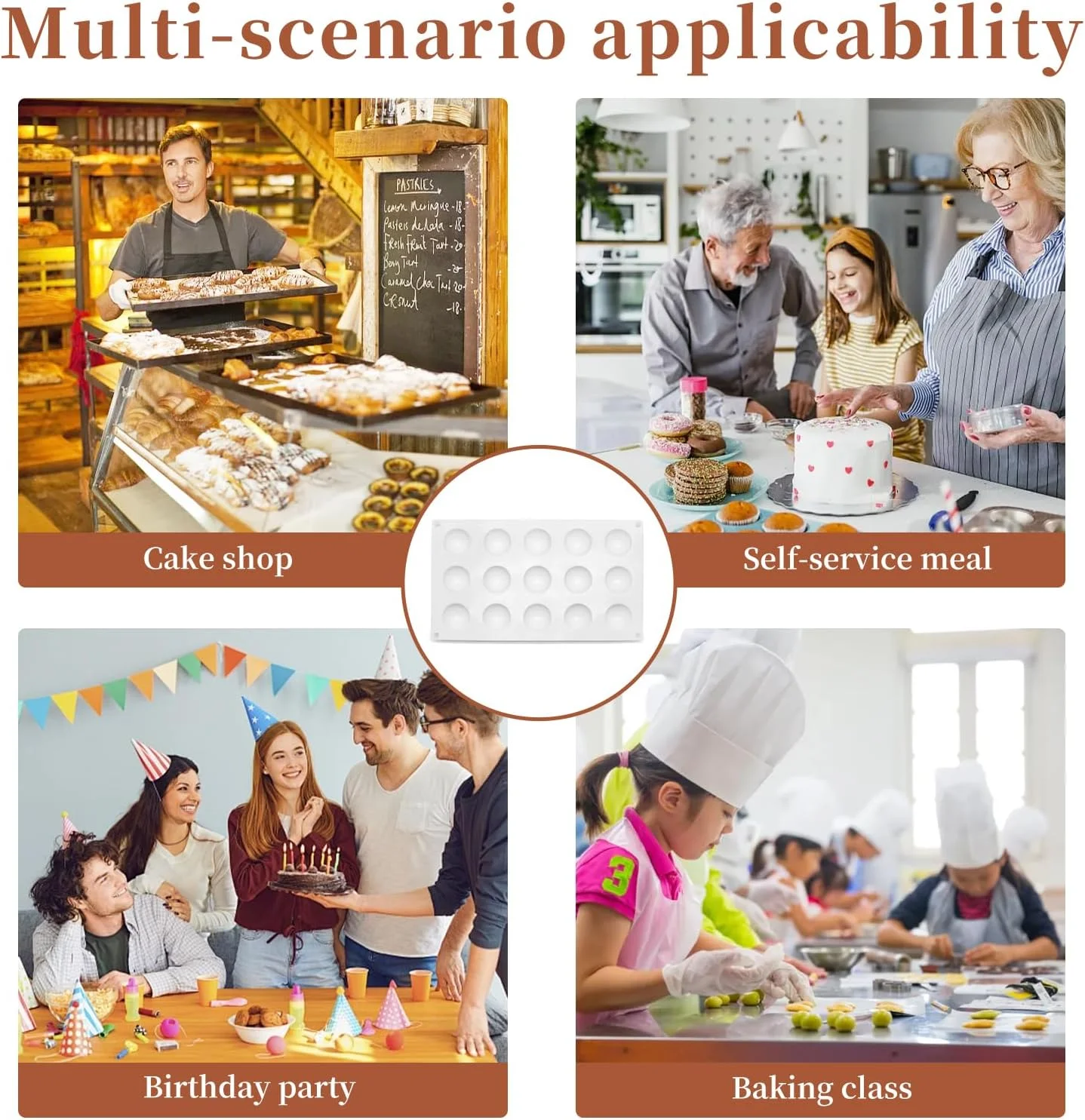 قالب شکلات سیلیکونی سه بعدی توپی شکل، 15 حفره، قالب پخت برای کیک موس، قالب فوندانت برای پخت کیک، قالب دسر فرانسوی برای شیرینی شکلاتی، صابون و بستنی قالب شکلات سیلیکونی سه بعدی توپی شکل، 15 حفره، قالب پخت برای کیک موس، قالب فوندانت برای پخت کیک، قالب دسر فرانسوی برای شیرینی شکلاتی، صابون و بستنی