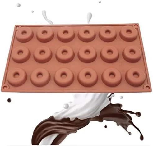 قالب سیلیکونی مینی دونات 18 حفره ای، قالب کیک، کاپ کیک، حلقه پخت بیسکویت
